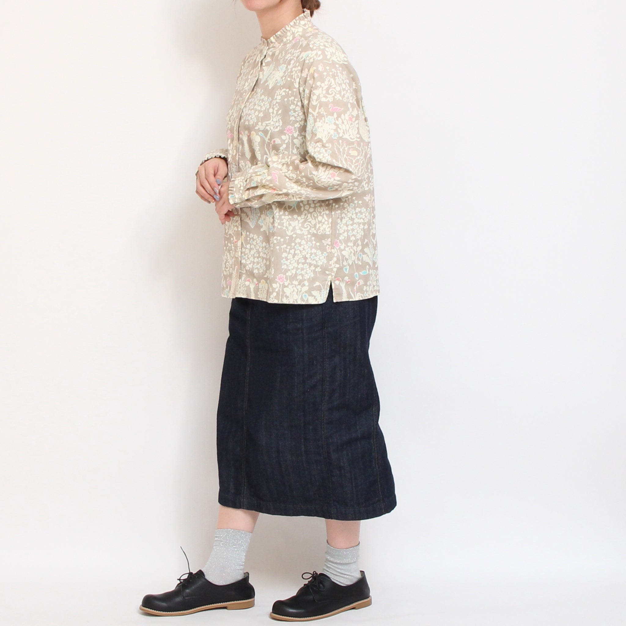 コーデュロイLIBERTYスタンドフリルシャツ2511