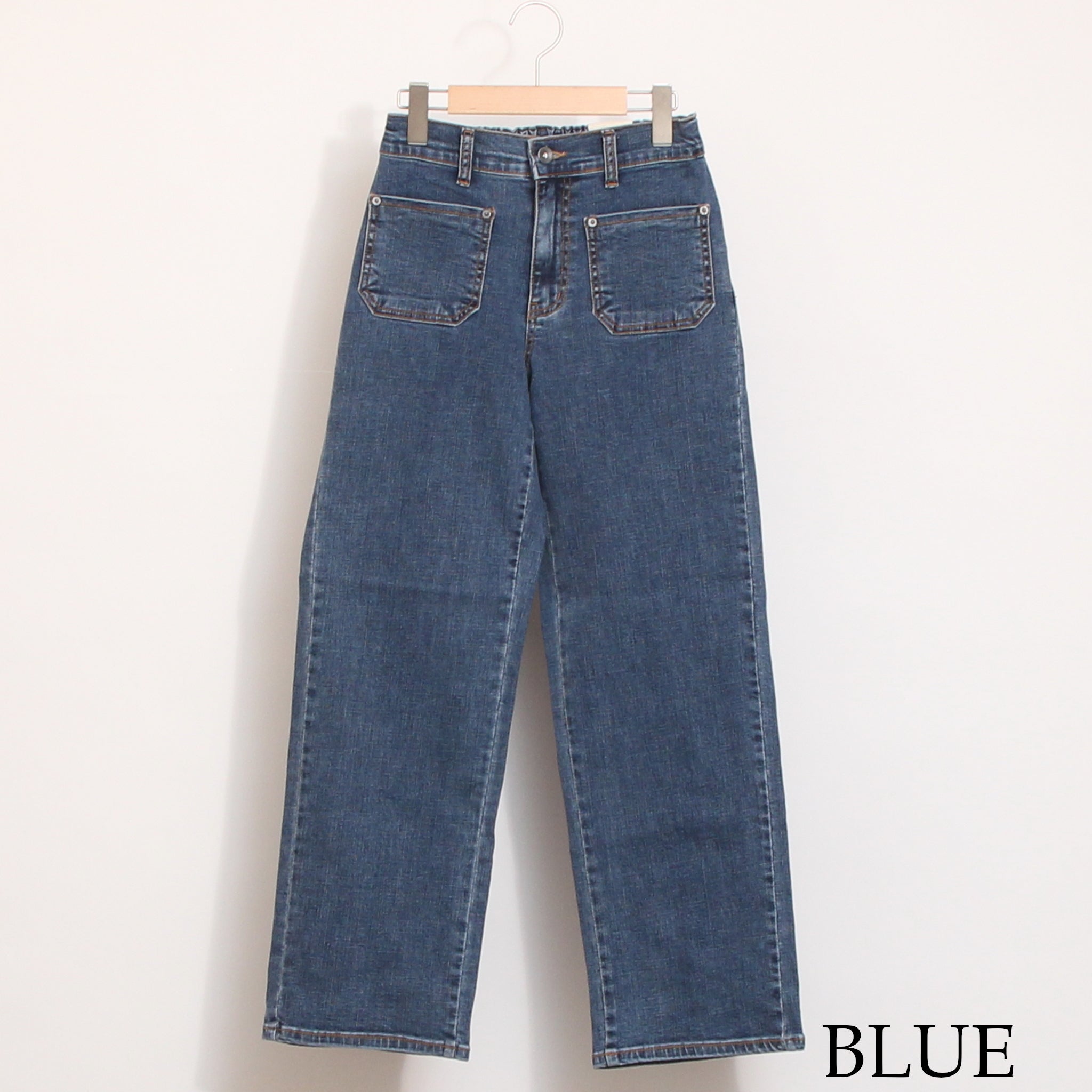 【サイズ25・26のみ 残り僅か】INDIMARKアウトポケットストレートパンツ(BLUE)