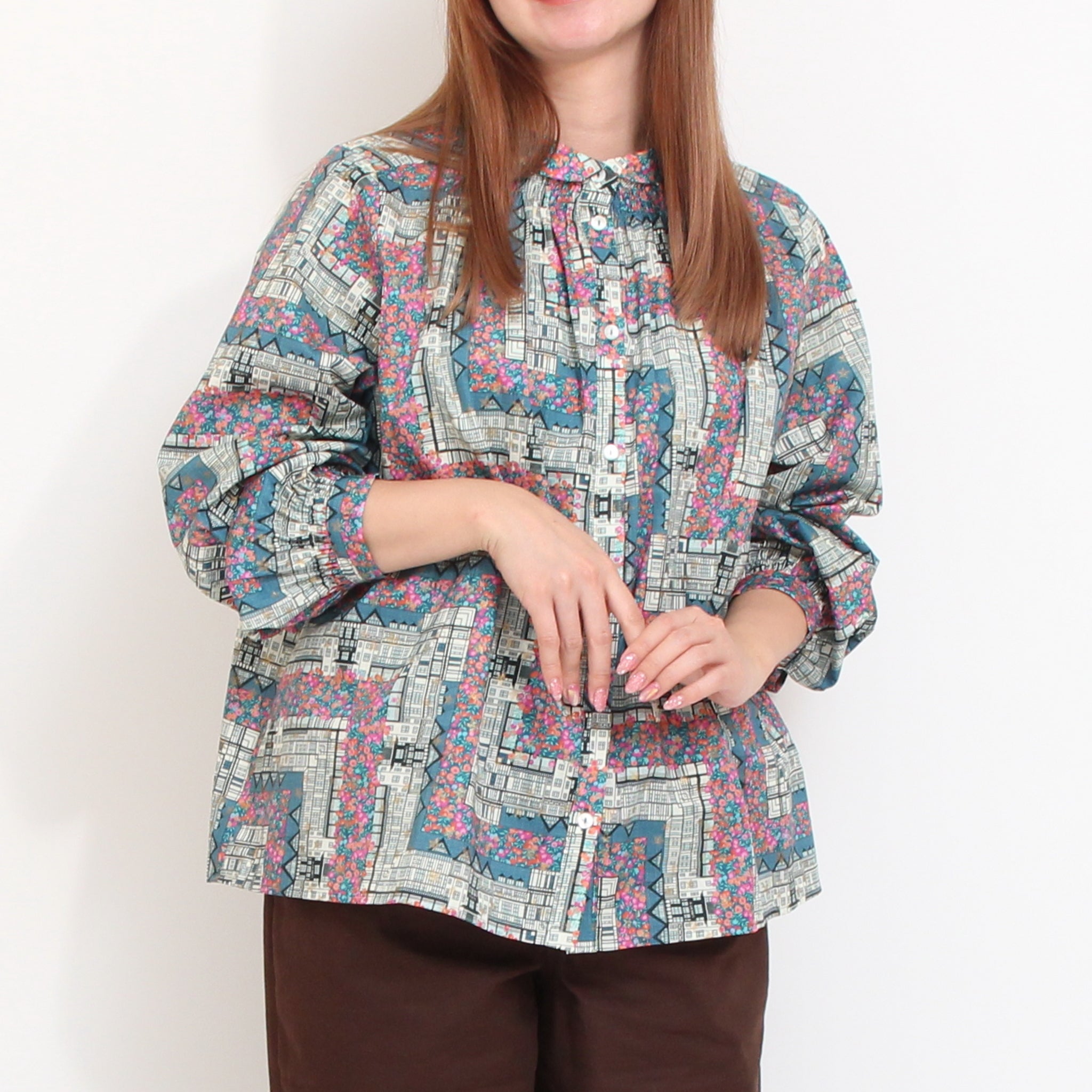 【吉祥寺本店限定】sosotto LIBERTYチビ衿シャーリングシャツ