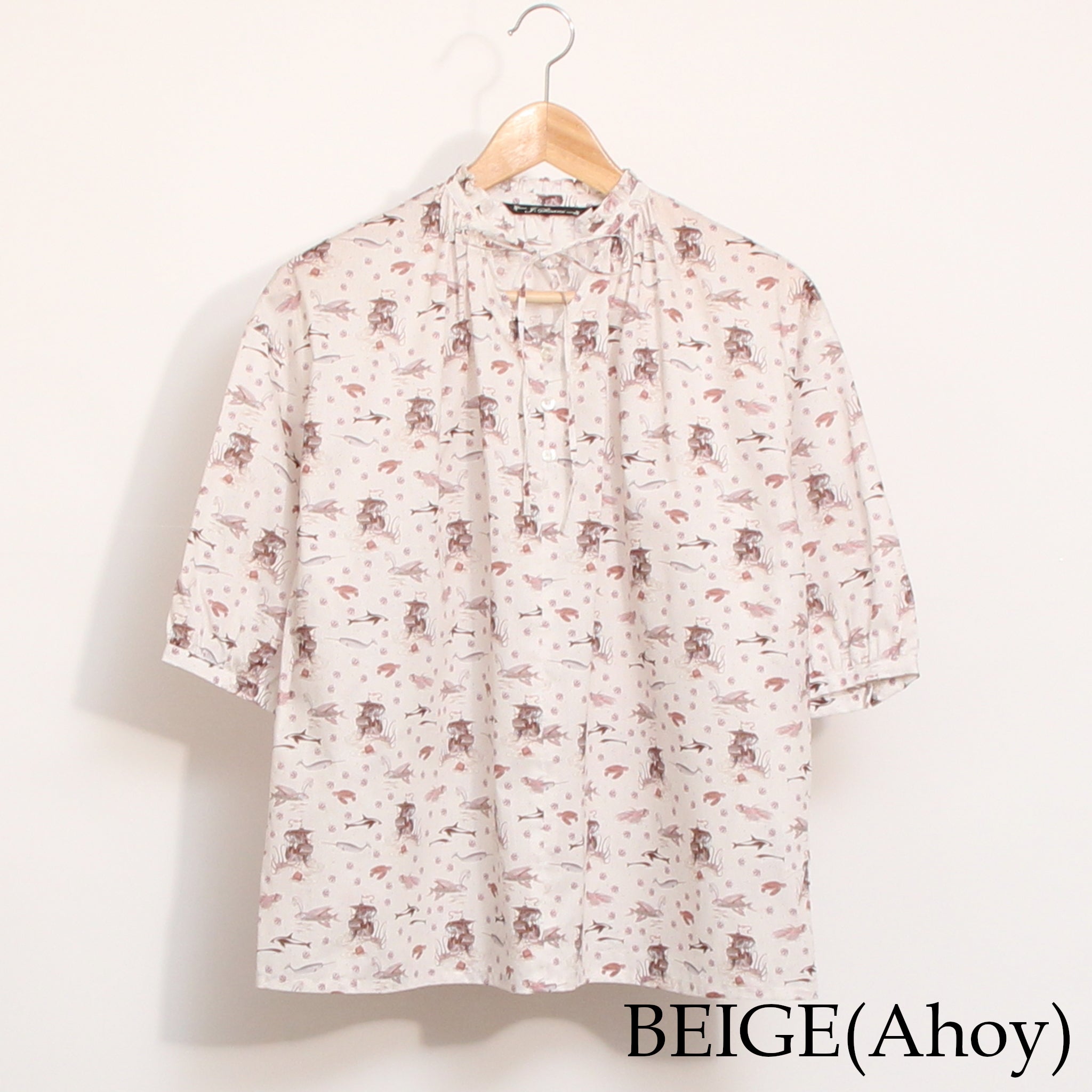 【BLUEのみラスト１点】【期間限定15％OFF・本店限定商品】LIBERTYフリルネックリボンプルオーバー