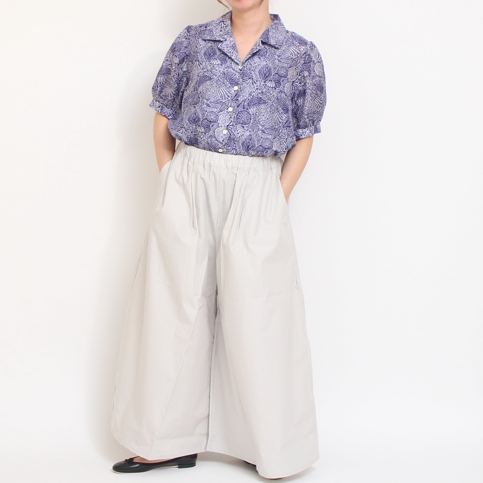 【期間限定15％OFF】綿シルクローン開襟シャツ73050