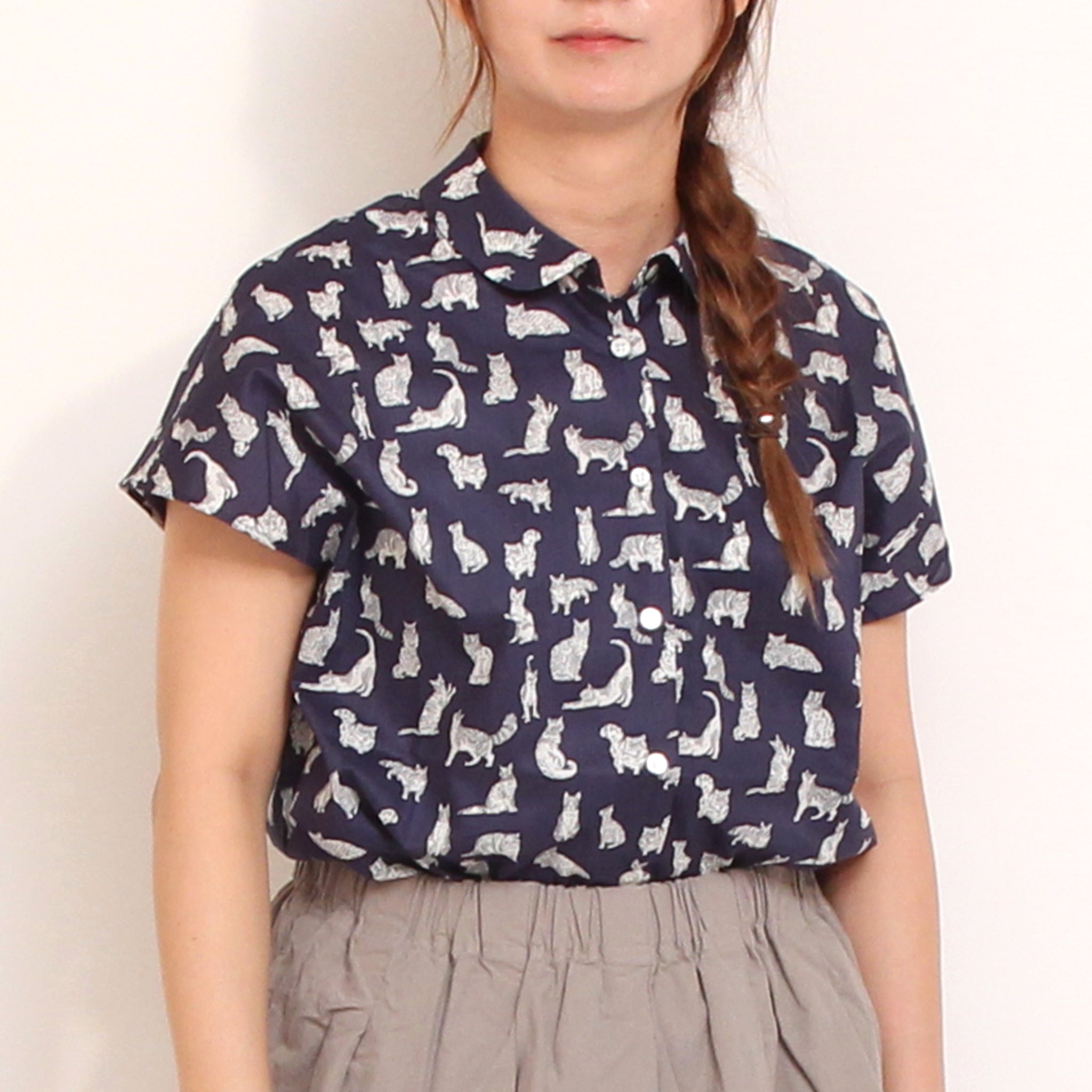 【8/31まで期間限定20%OFF】【Online shopのみ！ BLUEラスト1点】リバティ半袖クロスカラーシャツ(2606)