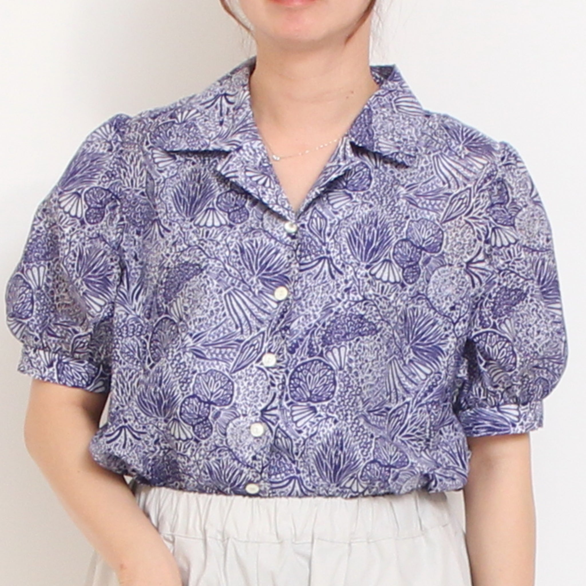 【期間限定15％OFF】綿シルクローン開襟シャツ73050