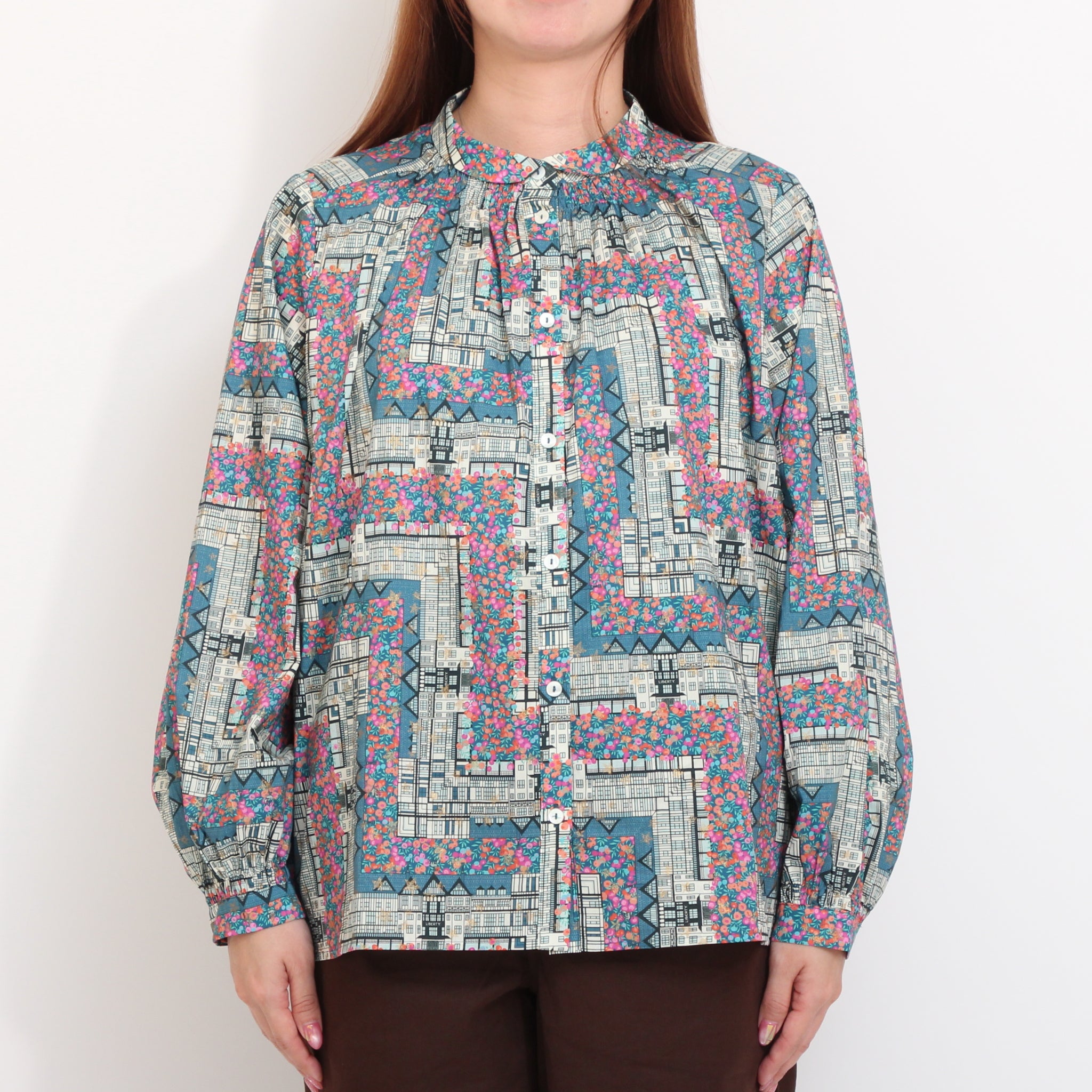 【吉祥寺本店限定】sosotto LIBERTYチビ衿シャーリングシャツ