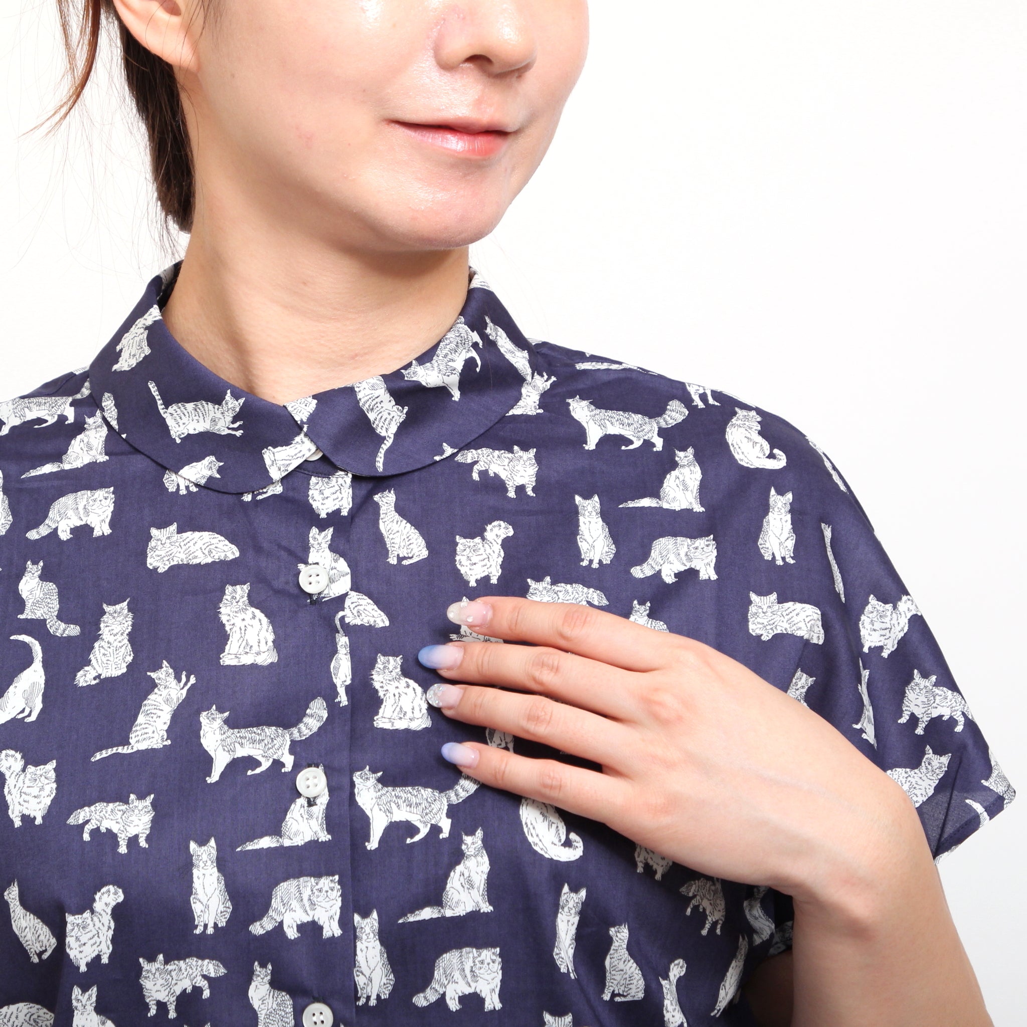 【8/31まで期間限定20%OFF】【Online shopのみ！ BLUEラスト1点】リバティ半袖クロスカラーシャツ(2606)