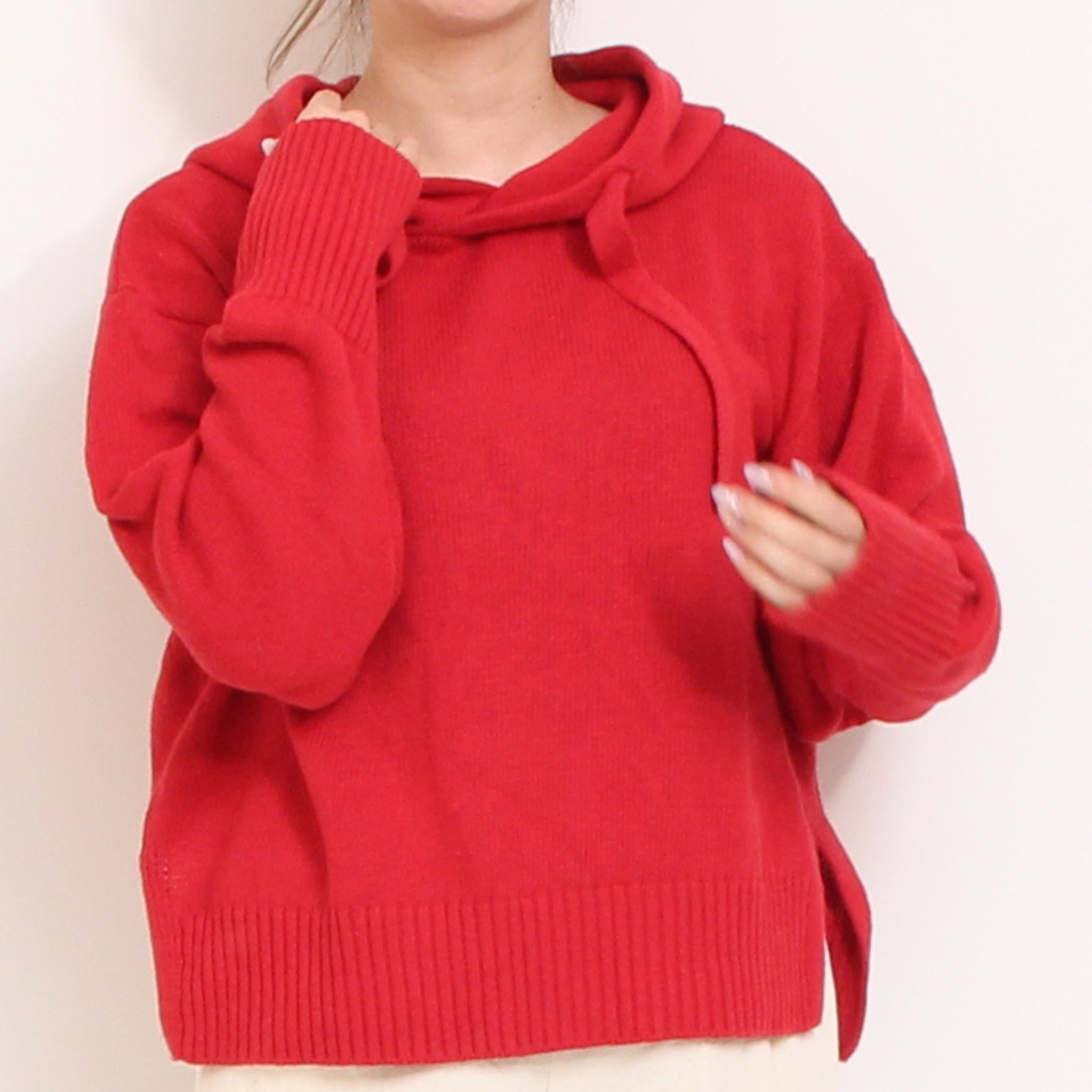 【RED残り僅か】Mao madeフード付きニットプルオーバー