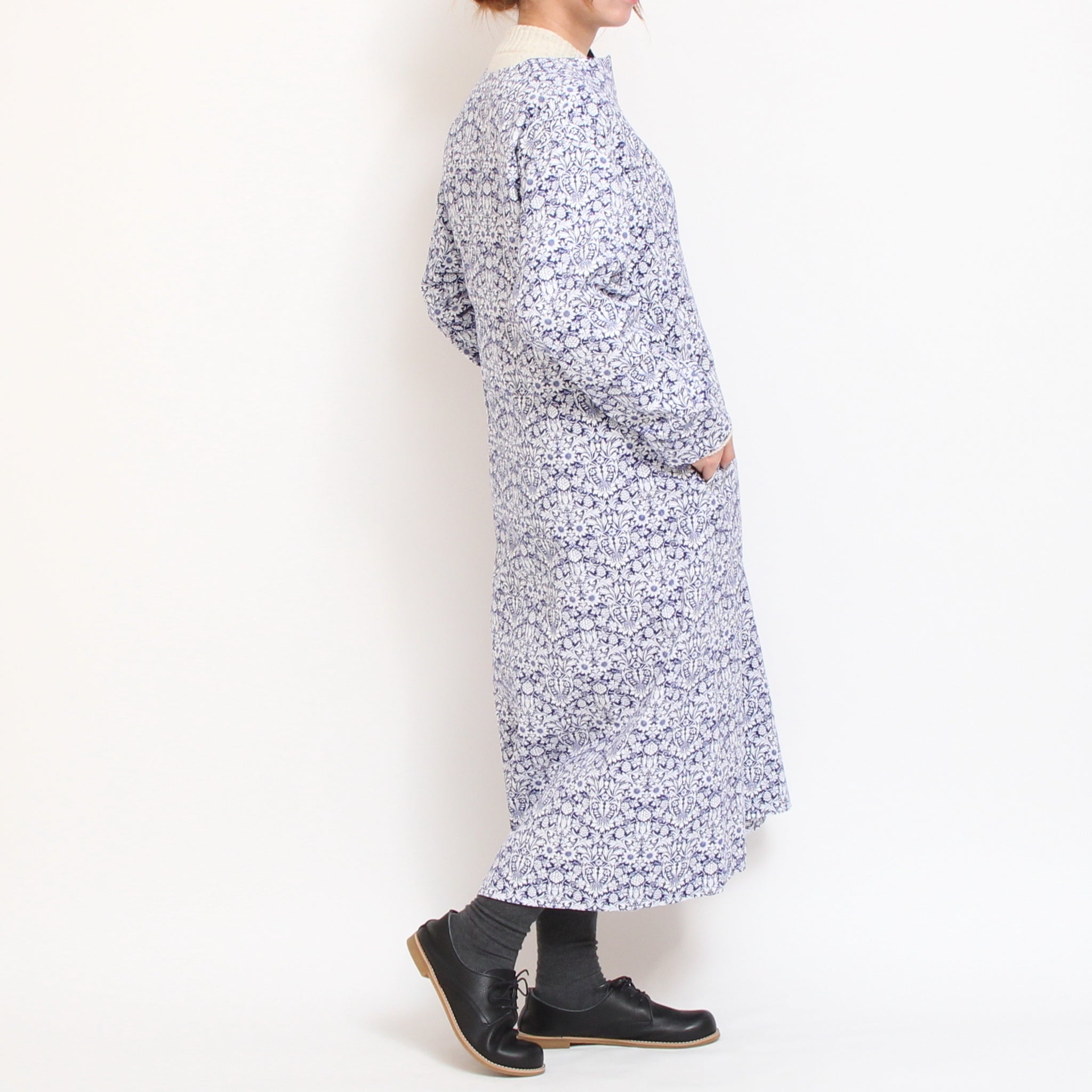 【BLACKラスト1点】コーデュロイLIBERTYノーカラーコートワンピース2511