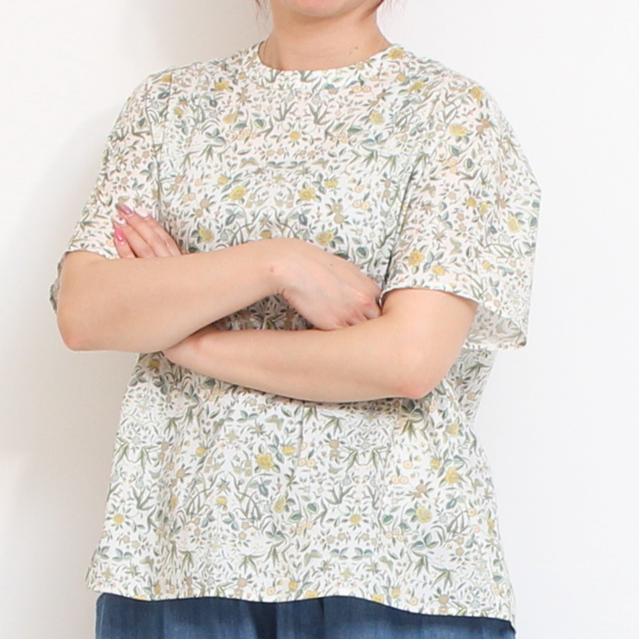 【本店限定商品】LIBERTYスタンド半袖Tシャツブラウス
