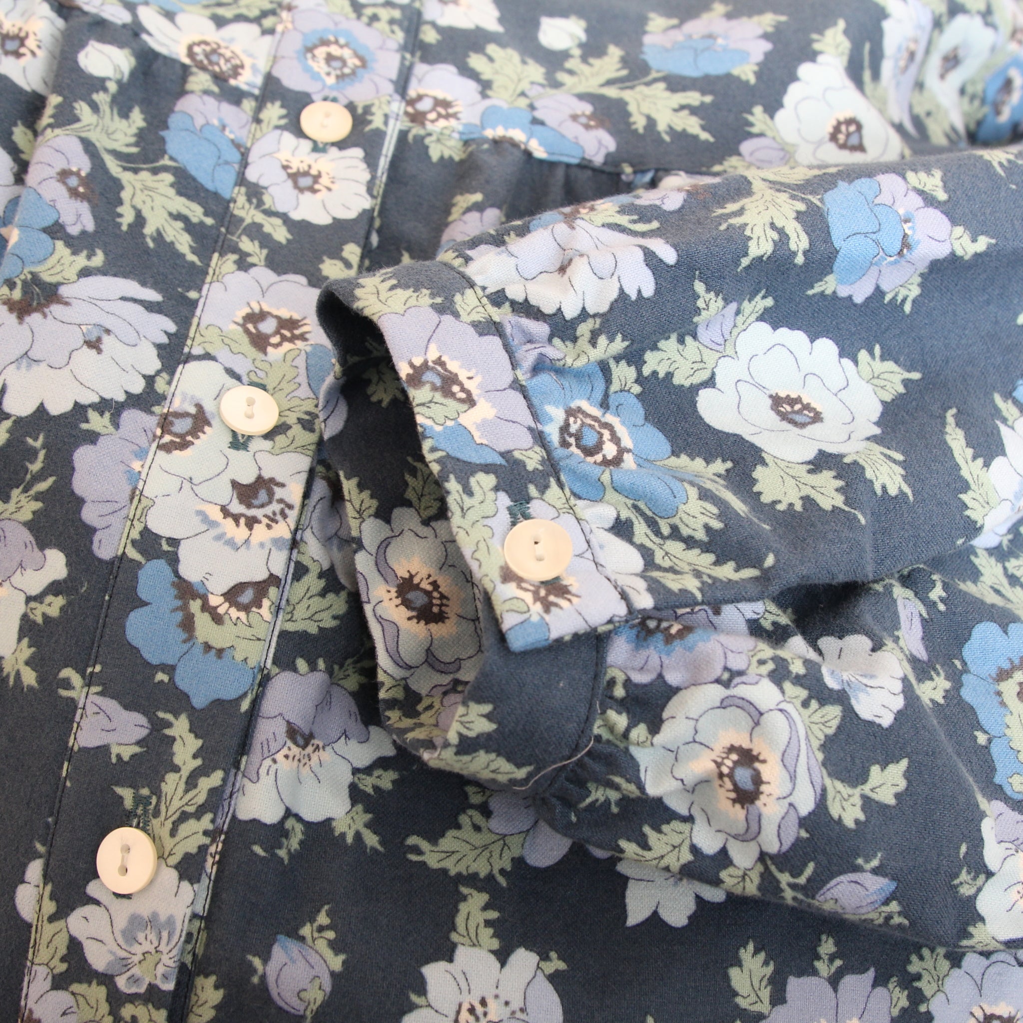 【NAVYラスト１点】Cotton Flannel切替ギャザーシャツ(2601)