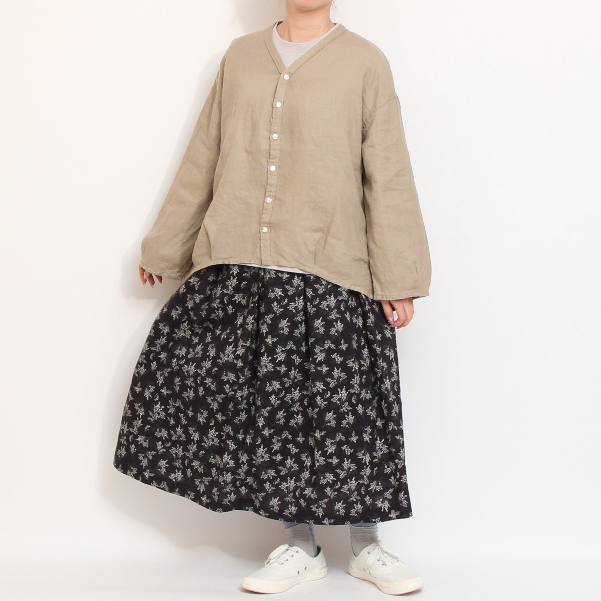 【期間限定20%OFF】【NAVYラスト１点】コットンリヨセルギャザースカート(2604)