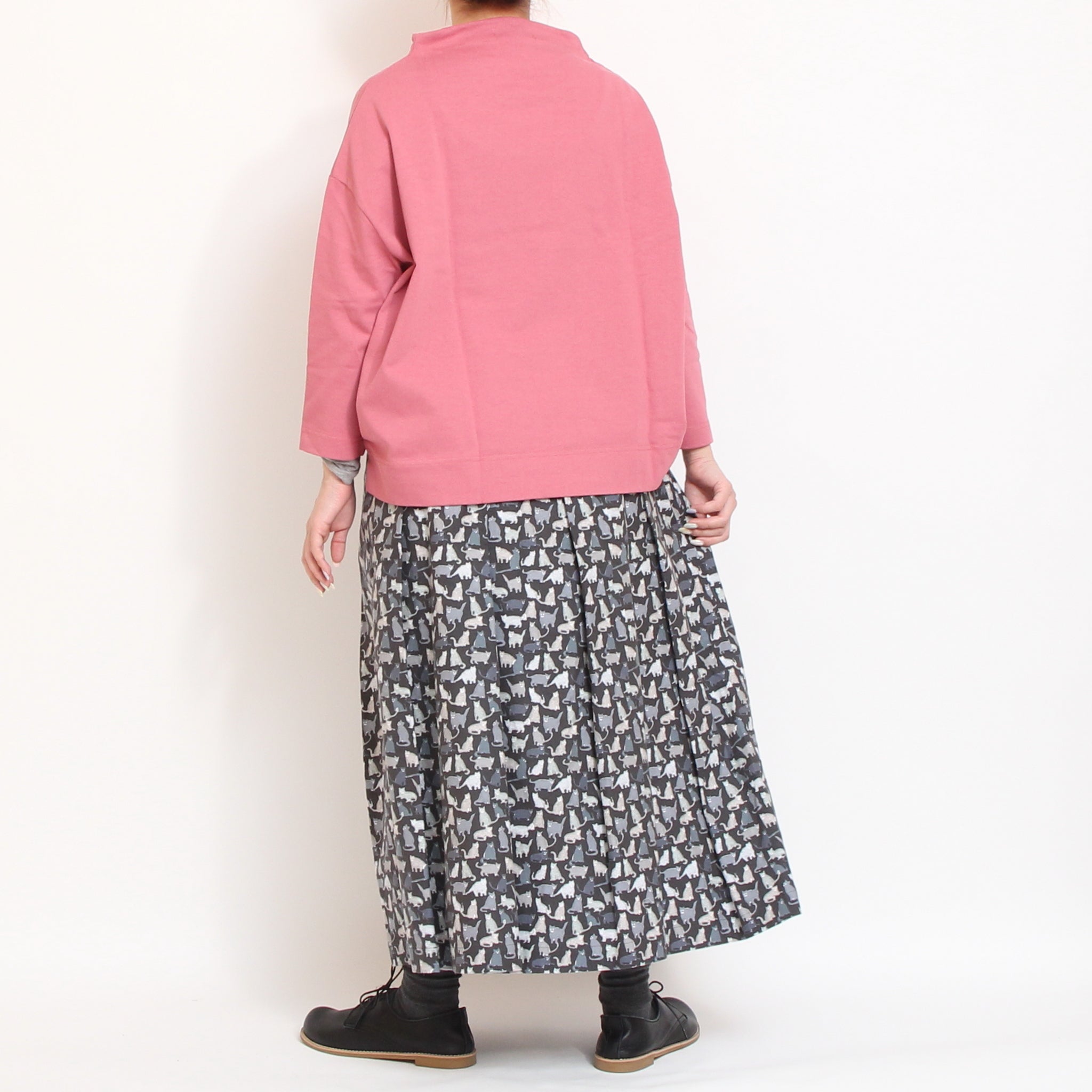 【NAVY・BLACKラスト1点】Cotton Flannelタックギャザースカート(2601)