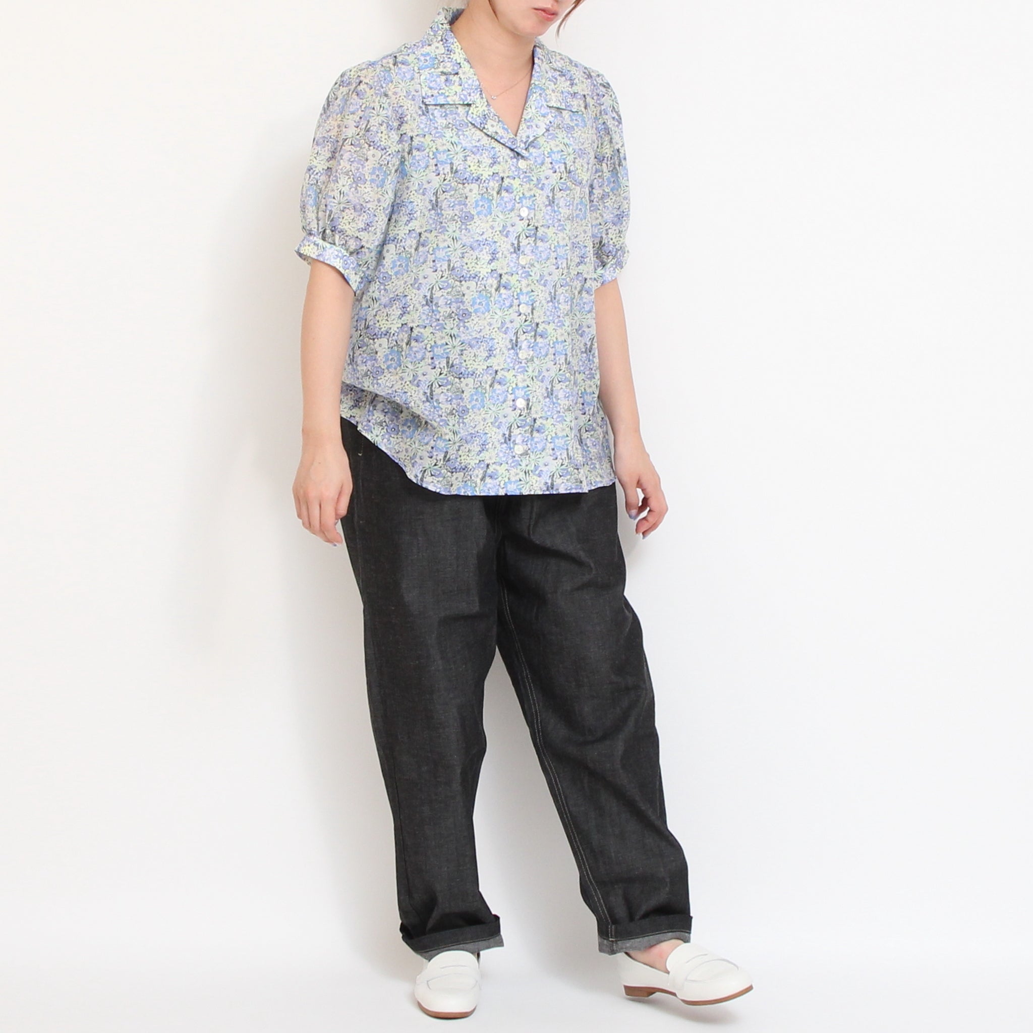 【期間限定15％OFF】綿シルクローン開襟シャツ73050