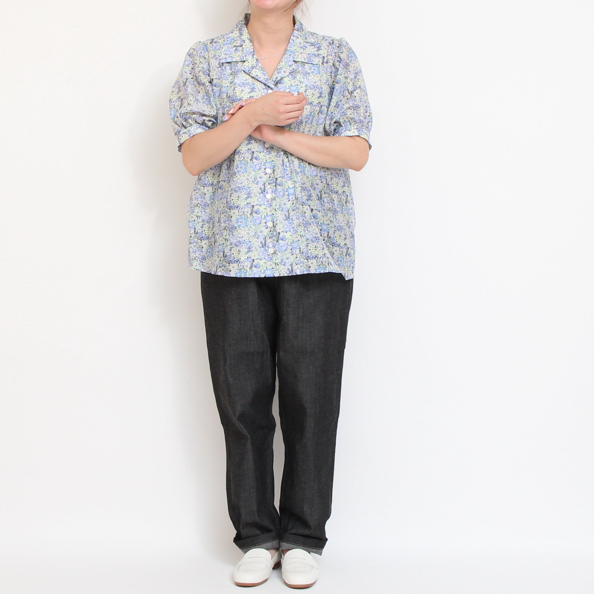 【期間限定15％OFF】綿シルクローン開襟シャツ73050