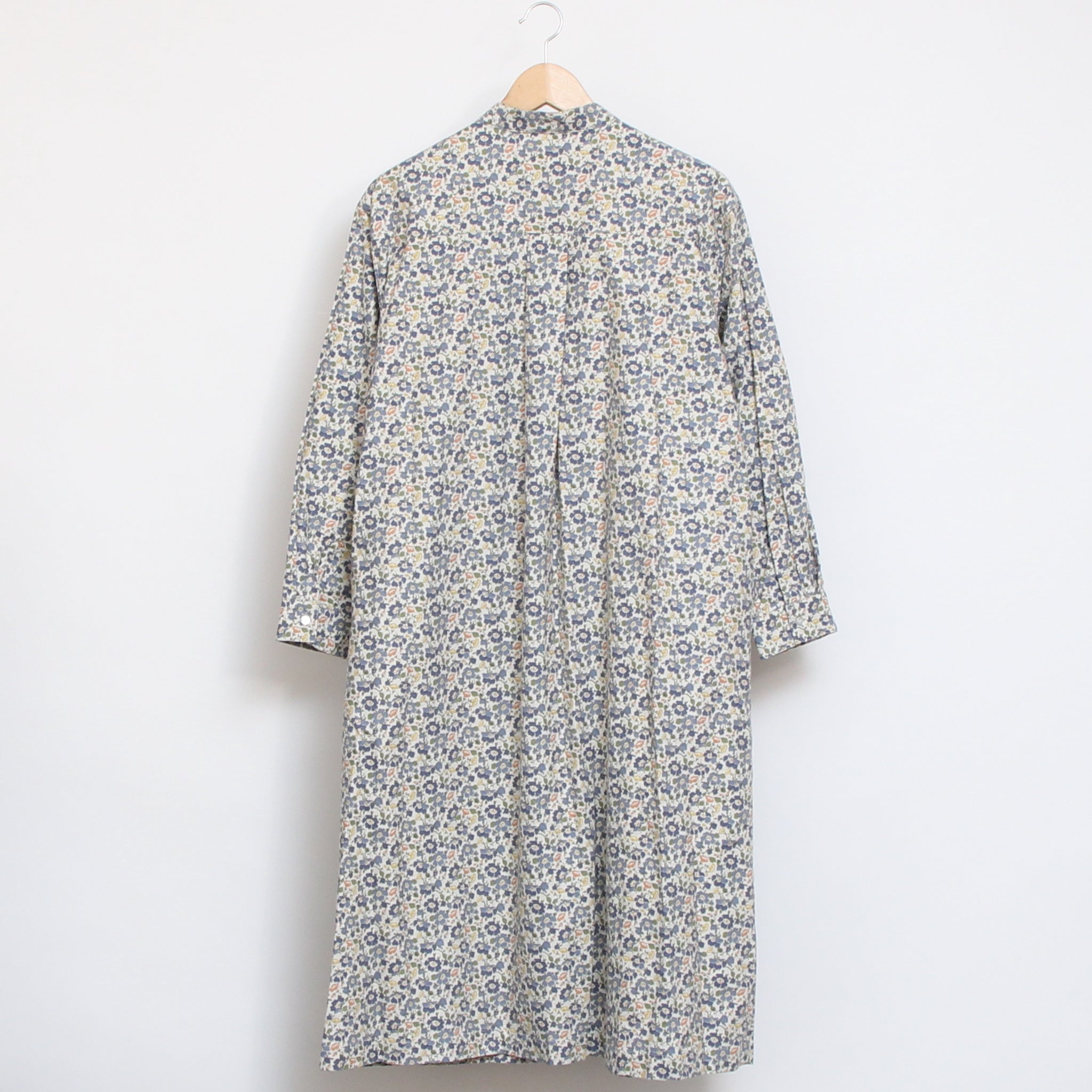 【BLUE残り僅か】Cotton Flannel長袖バンドカラーワンピース(2601)