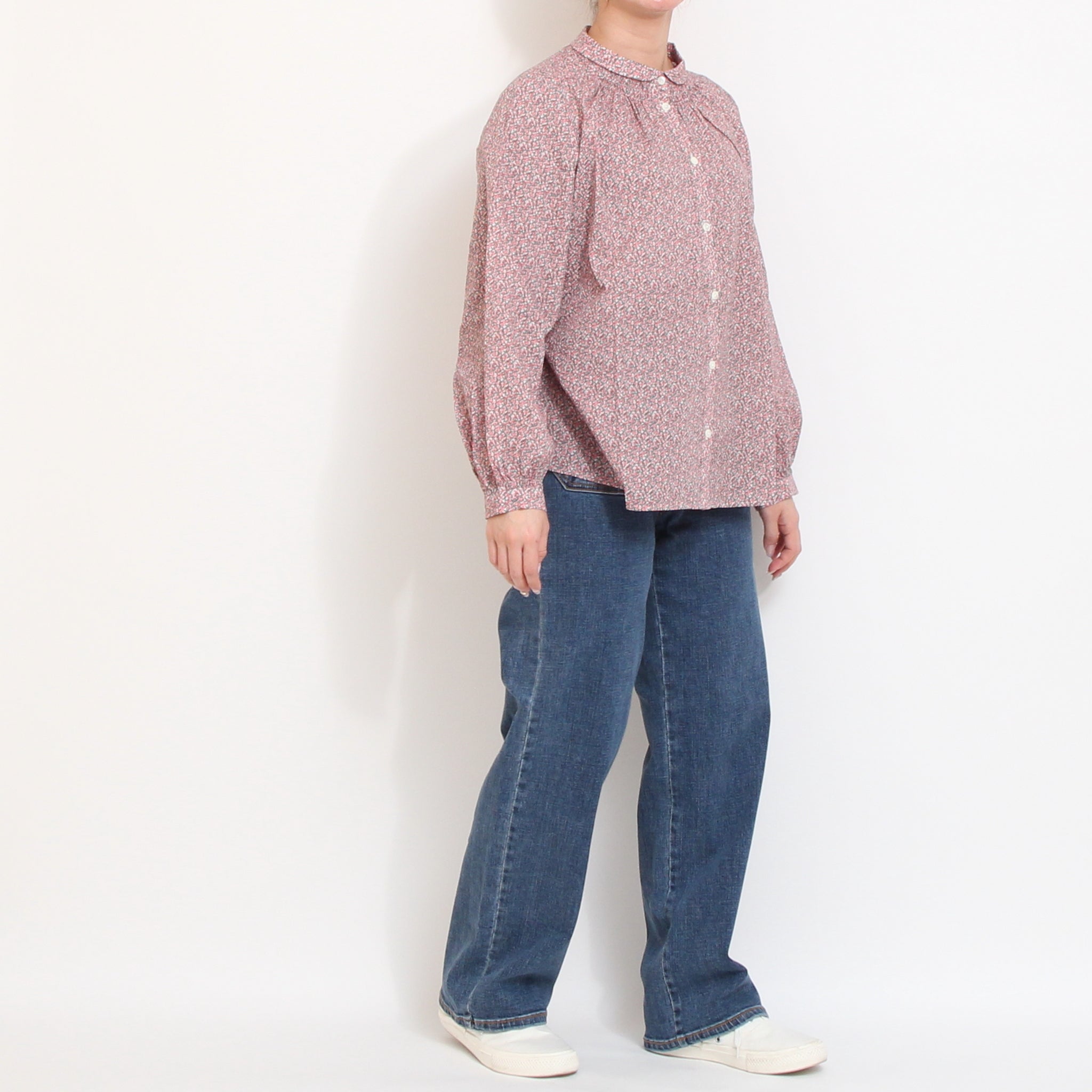 【20%OFF】【BLUE・REDラスト１点】イーストボーンLIBERTYチビ衿シャーリングシャツ2603