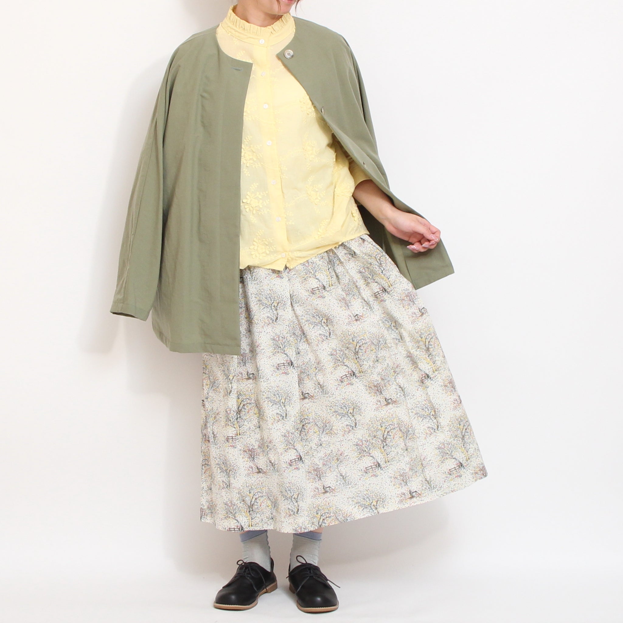 【期間限定20%OFF】【NAVYラスト１点】コットンリヨセルギャザースカート(2604)