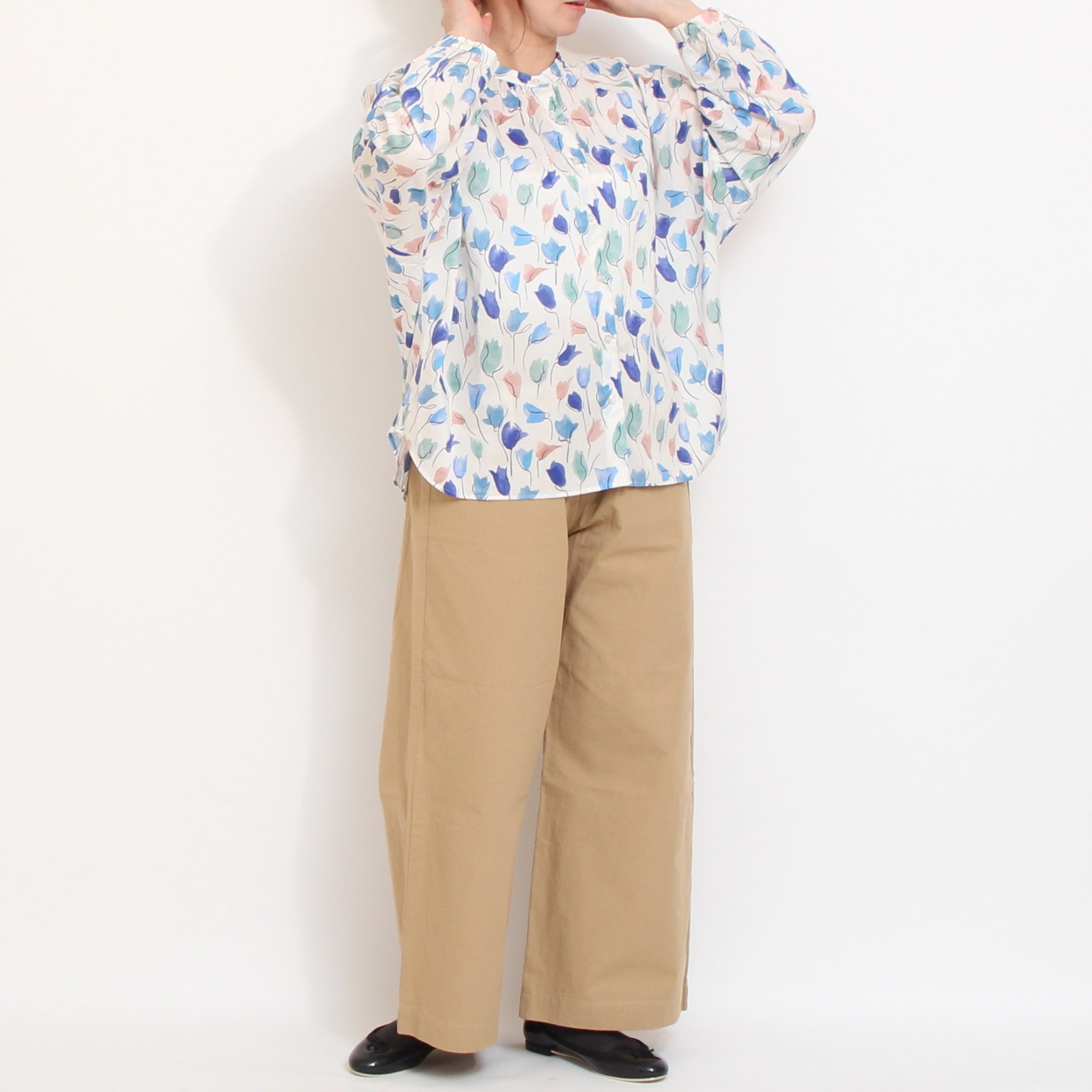 【20%OFF】【BLUE・GREENラスト１点ずつ】リバティ5分袖ドルマンシャツ(2604)