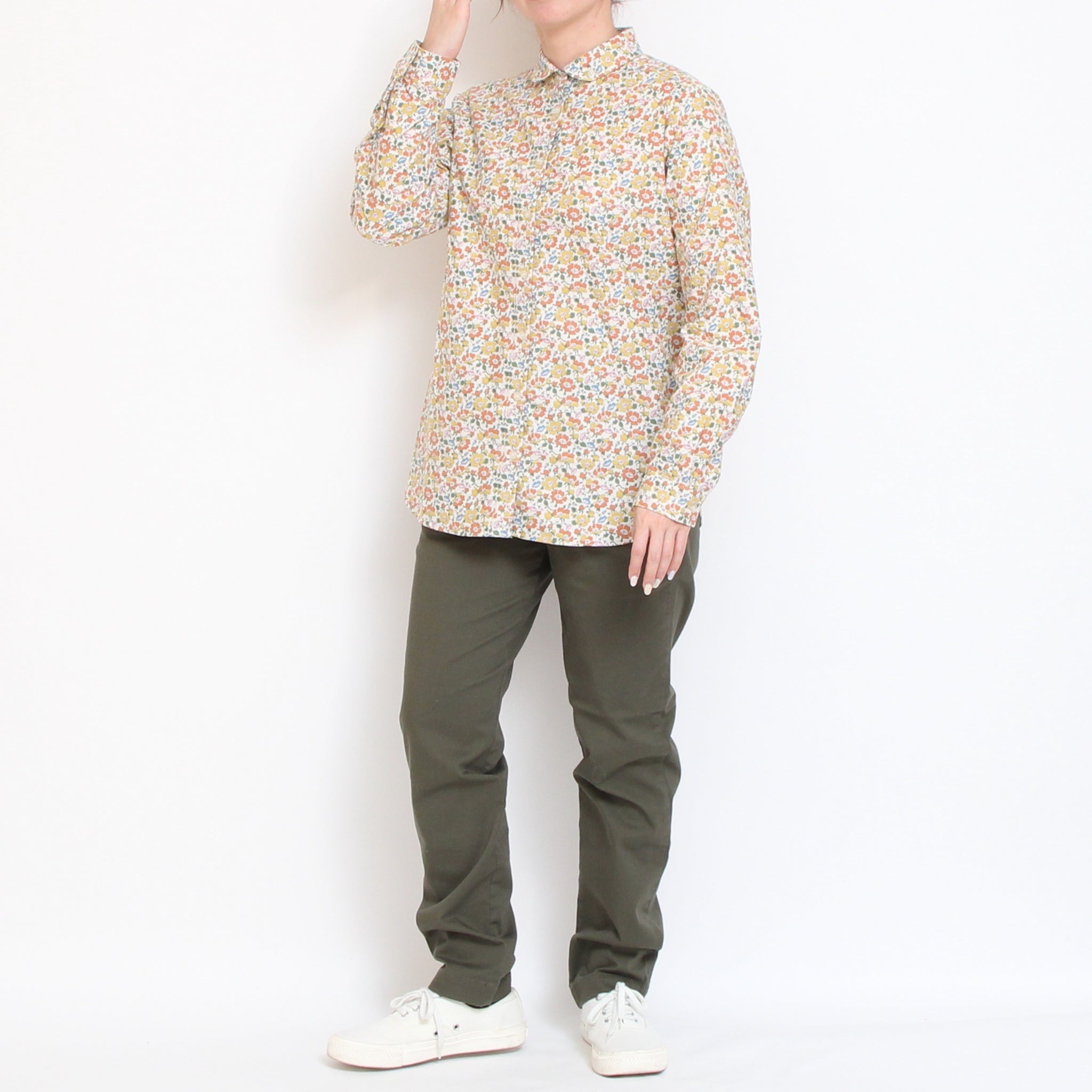 【BLUE残り僅か】Cotton Flannel丸襟ボタンダウンシャツ(2601)