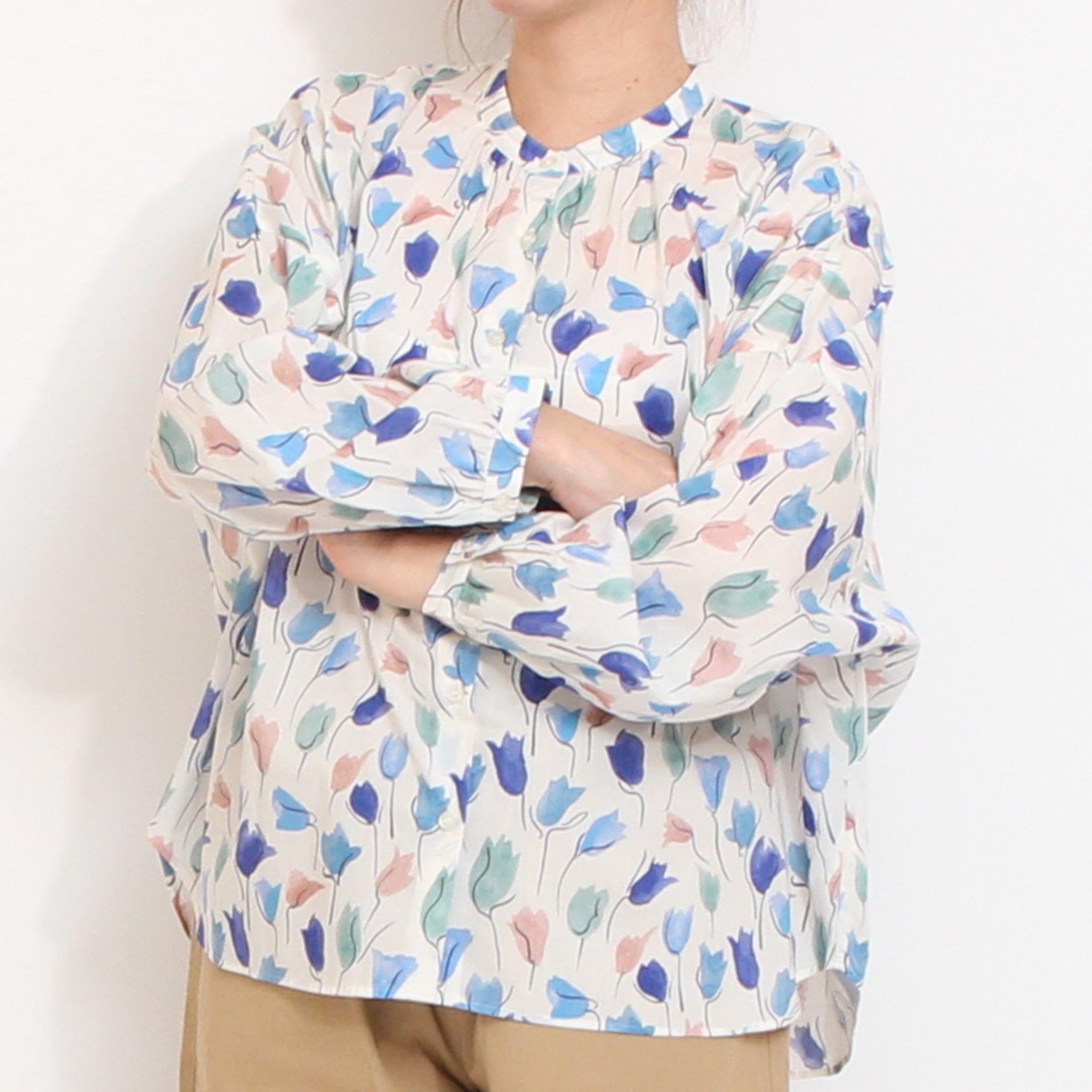 【20%OFF】【BLUE・GREENラスト１点ずつ】リバティ5分袖ドルマンシャツ(2604)