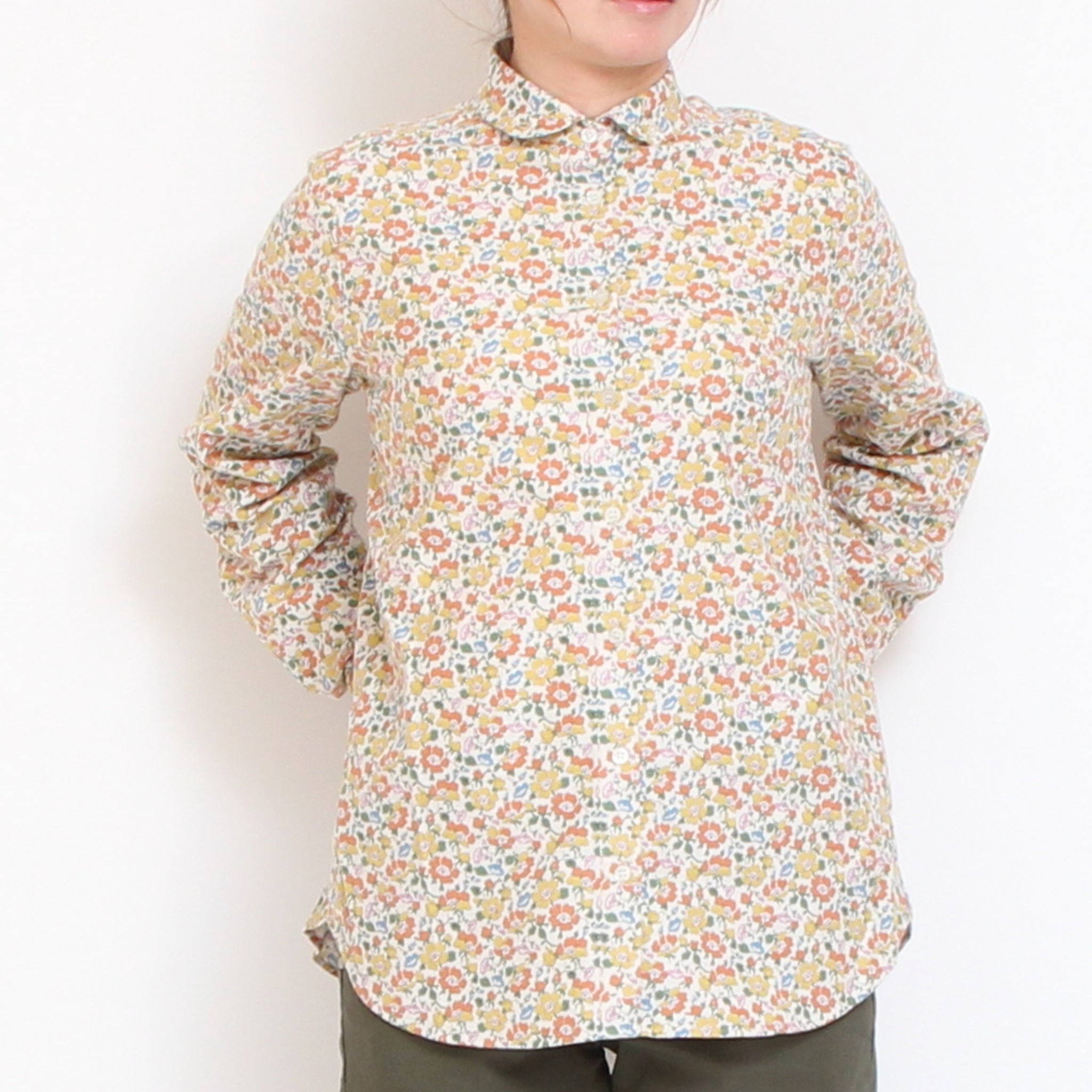【BLUE残り僅か】Cotton Flannel丸襟ボタンダウンシャツ(2601)