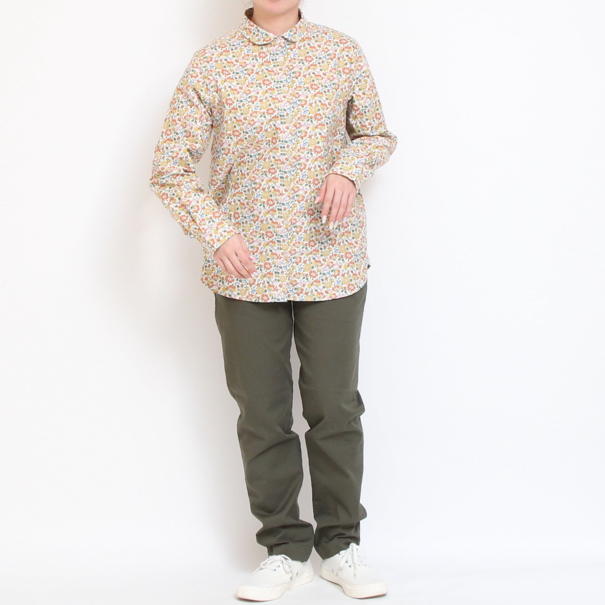 【BLUE残り僅か】Cotton Flannel丸襟ボタンダウンシャツ(2601)