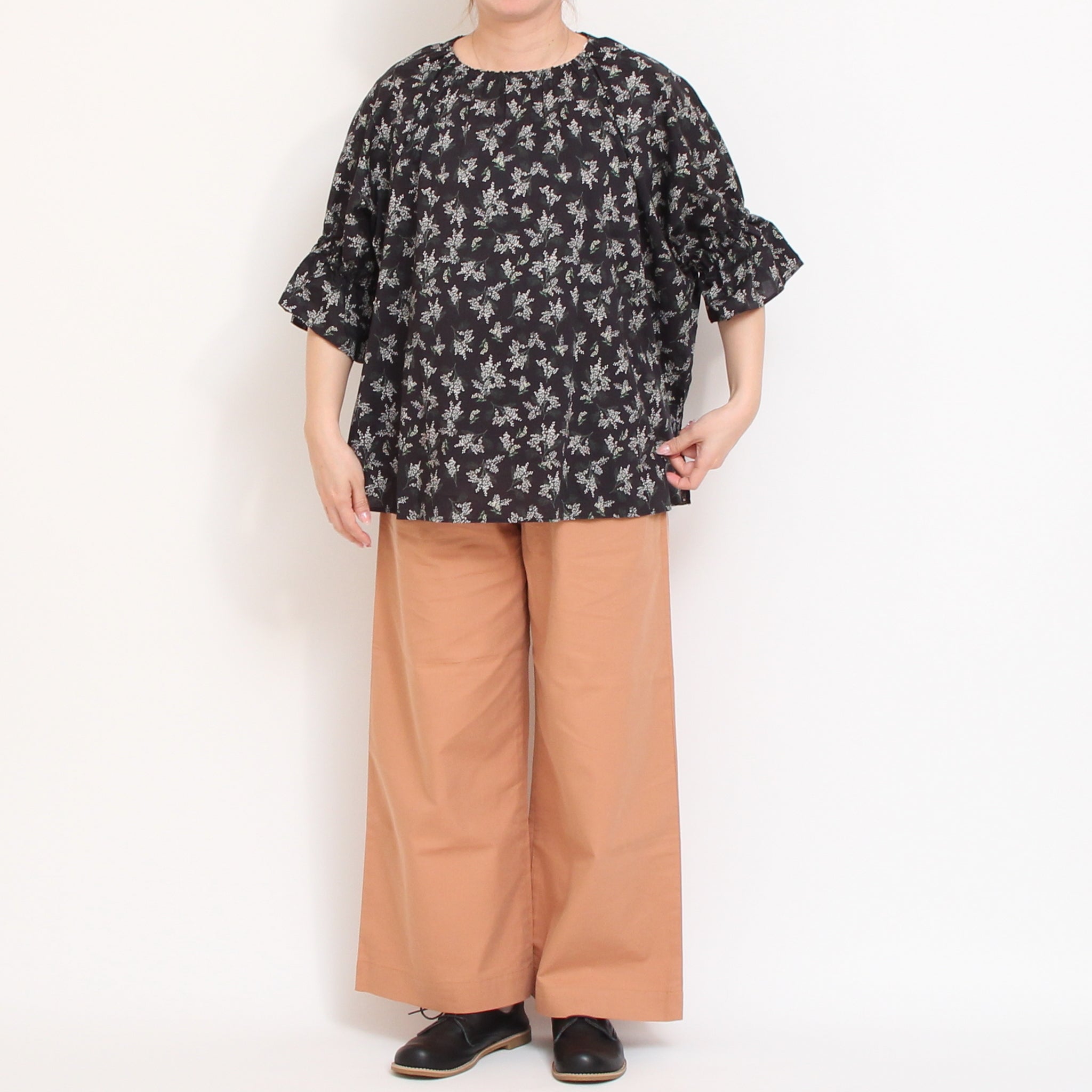【期間限定30%OFF】【PINKラスト１点】コットンリヨセル キャンディースリーブシャツ2604