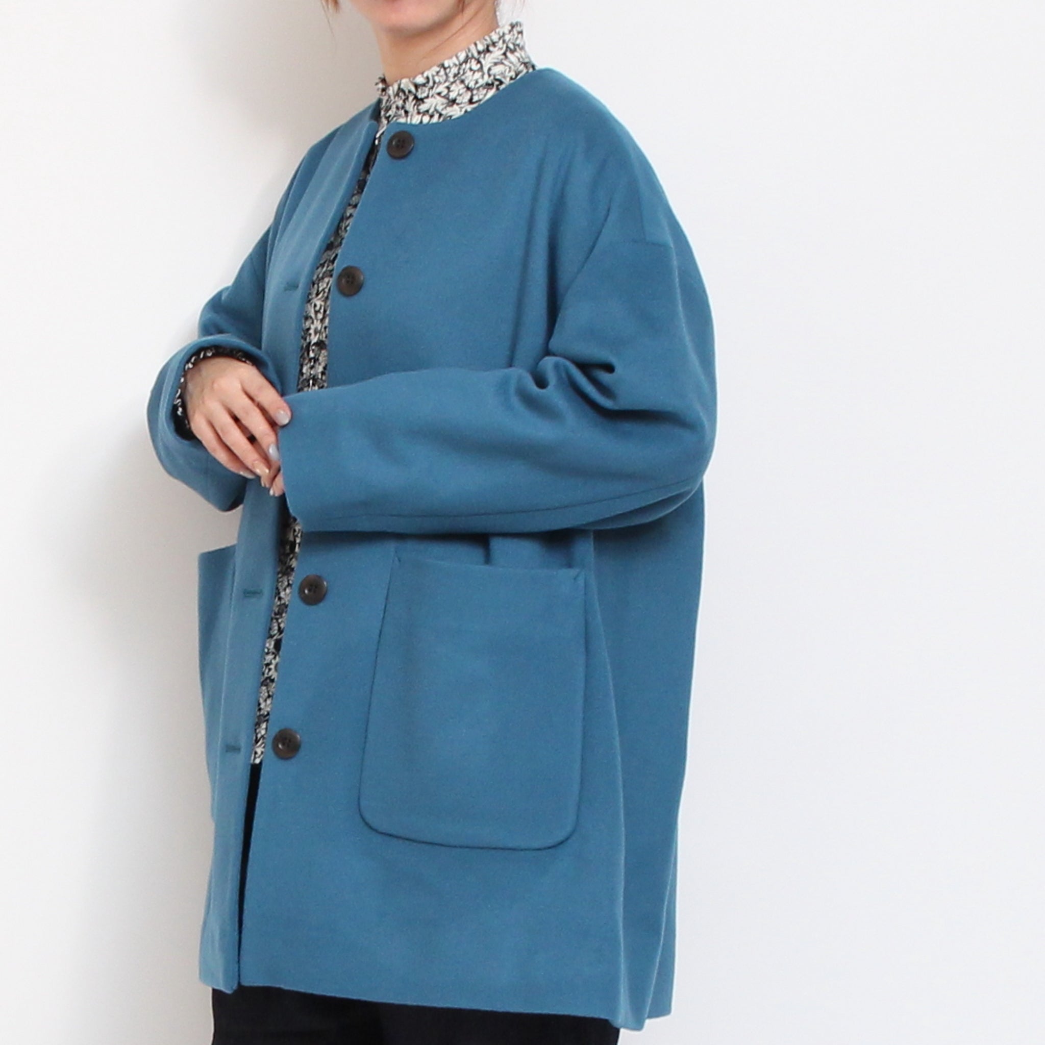 【BLACK残り僅か】裏リバティノーカラーコート(2510)