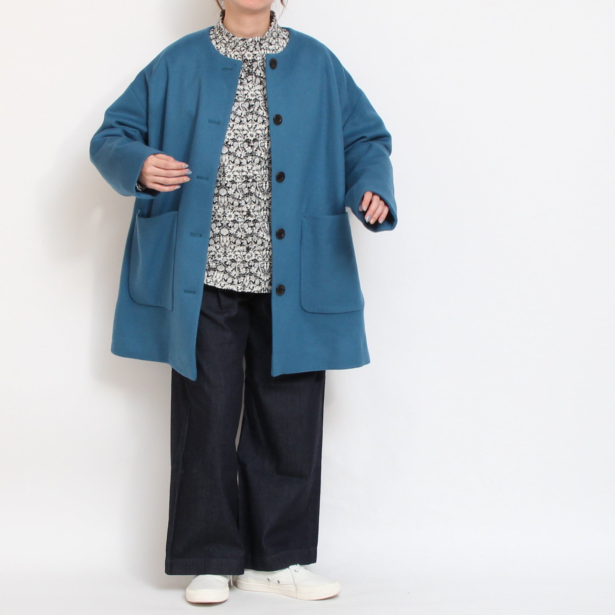 【BLACK残り僅か】裏リバティノーカラーコート(2510)