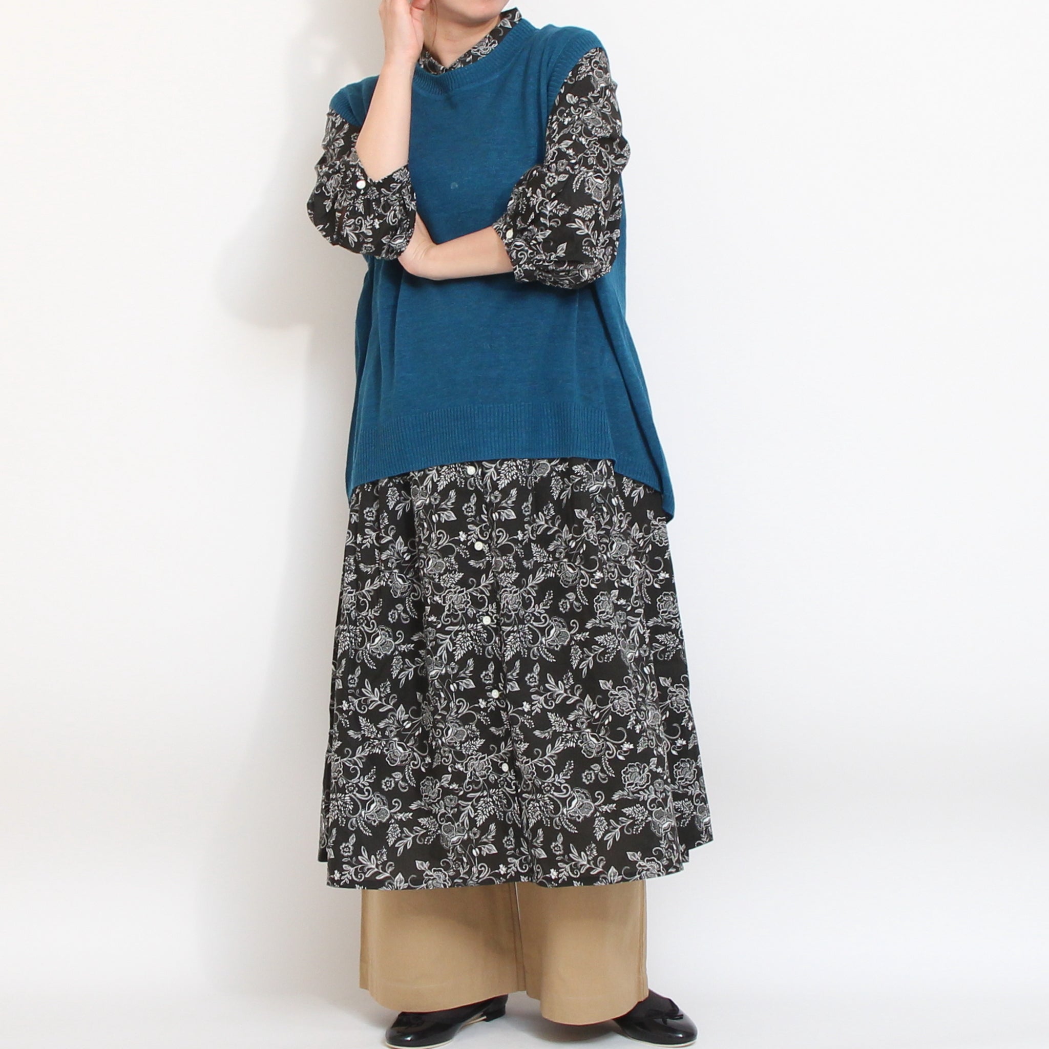 【期間限定20%OFF】【本店限定商品】リバティ7分袖クラシカルワンピース(2604)