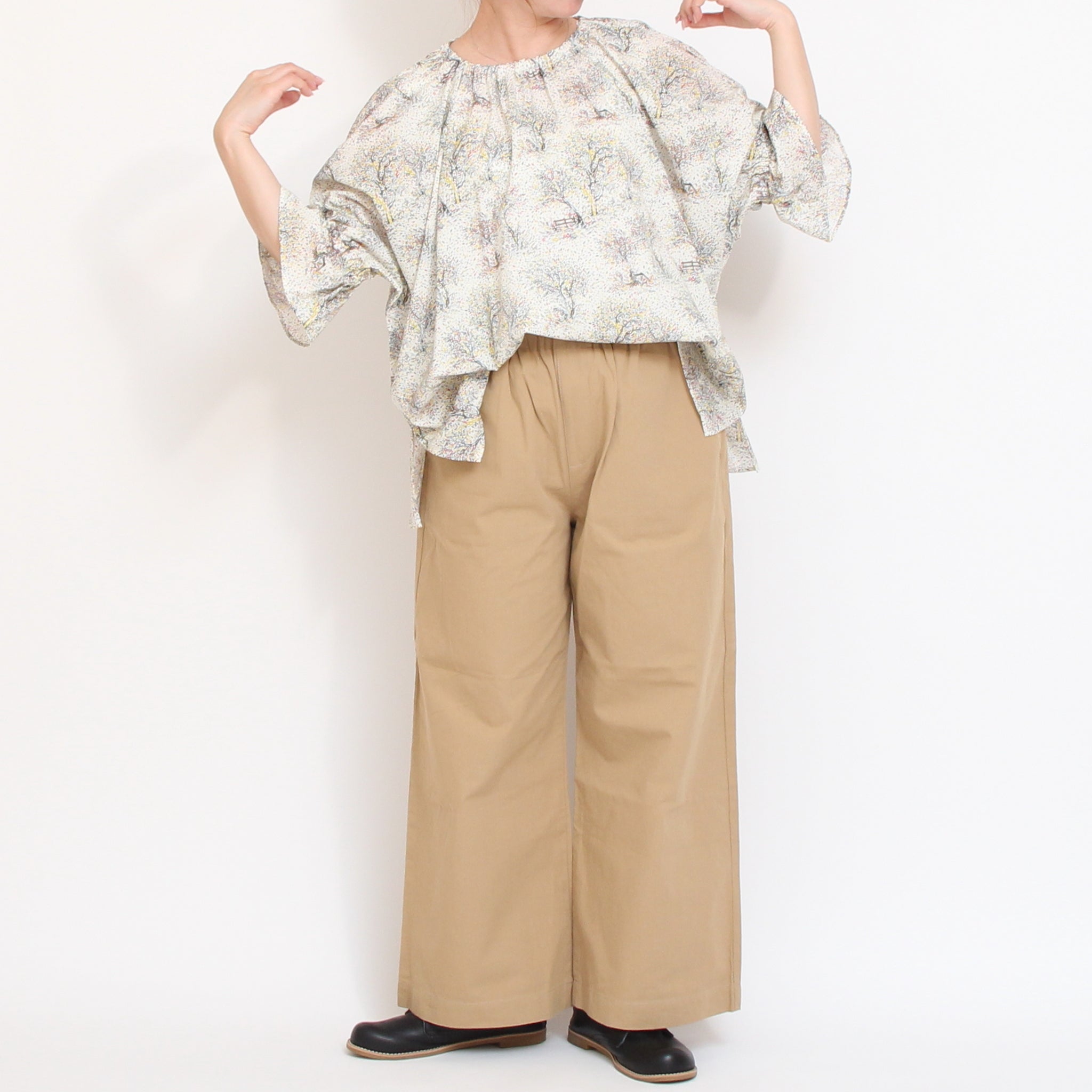 【期間限定30%OFF】【PINKラスト１点】コットンリヨセル キャンディースリーブシャツ2604