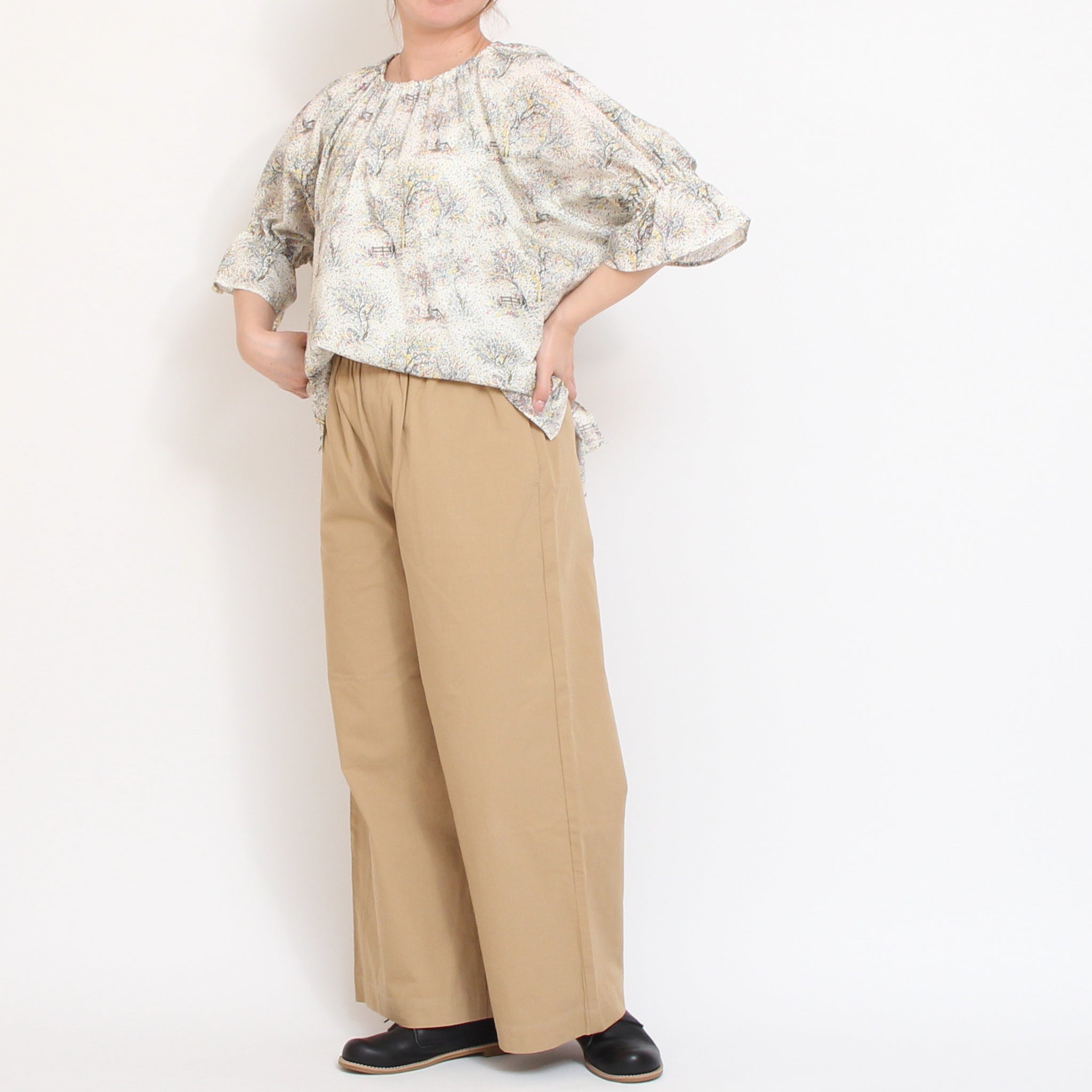 【期間限定30%OFF】【PINKラスト１点】コットンリヨセル キャンディースリーブシャツ2604