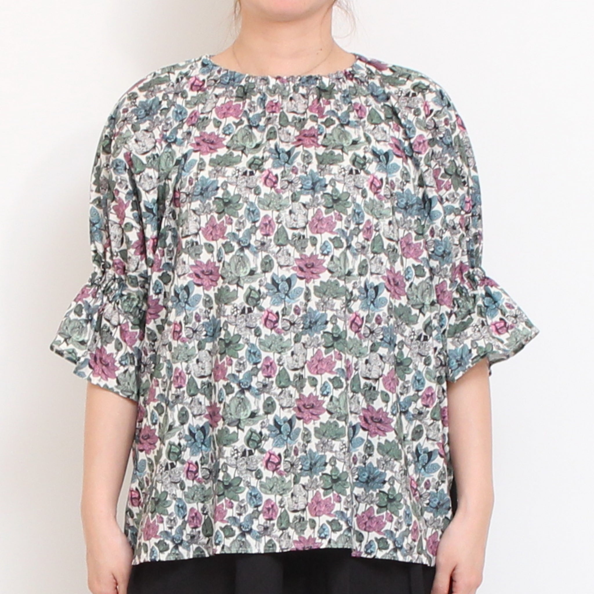 【期間限定30%OFF】【PINKラスト１点】コットンリヨセル キャンディースリーブシャツ2604