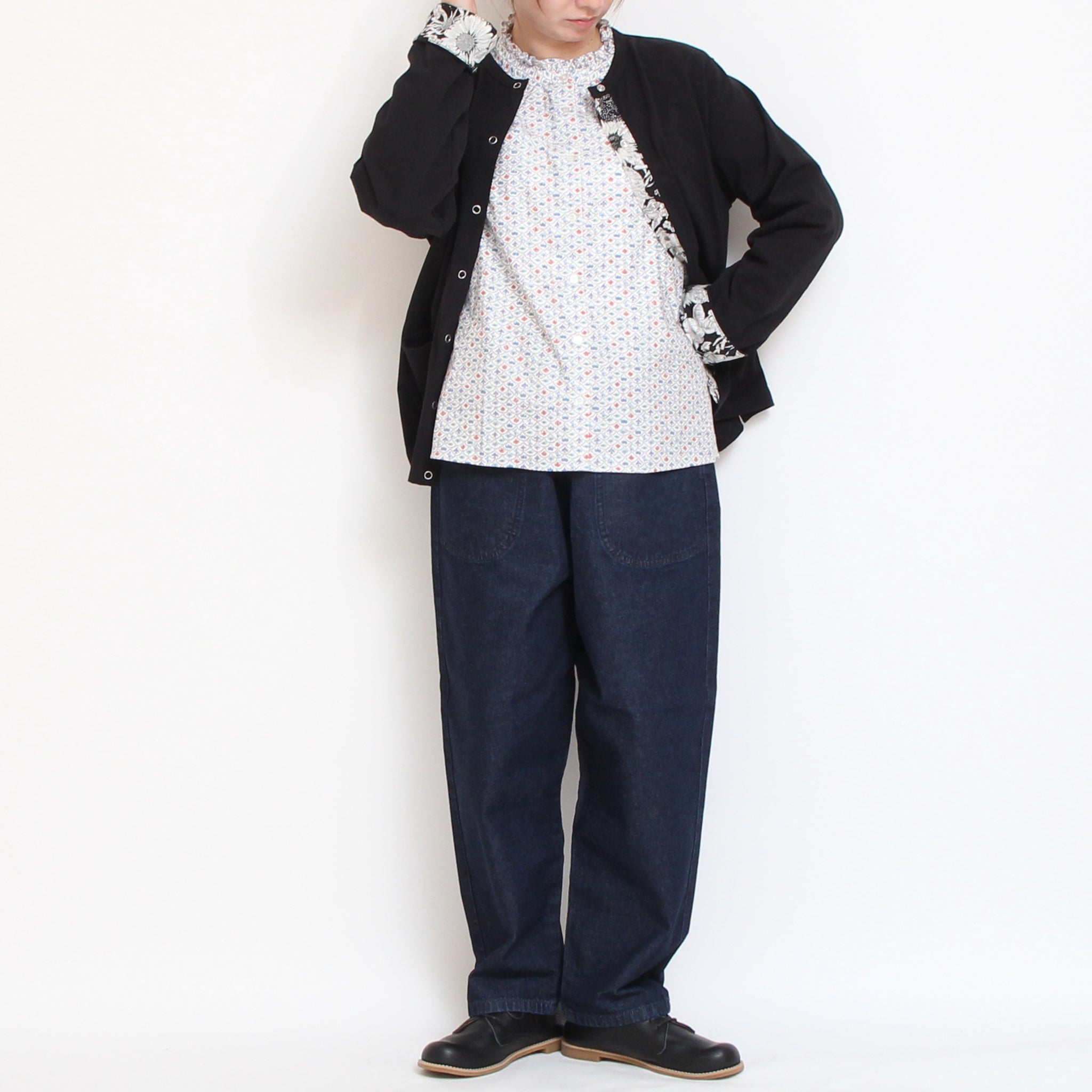 【IVORY・NAVYのみ 残り僅か】Cotton Flannelスタンドフリルシャツ2601