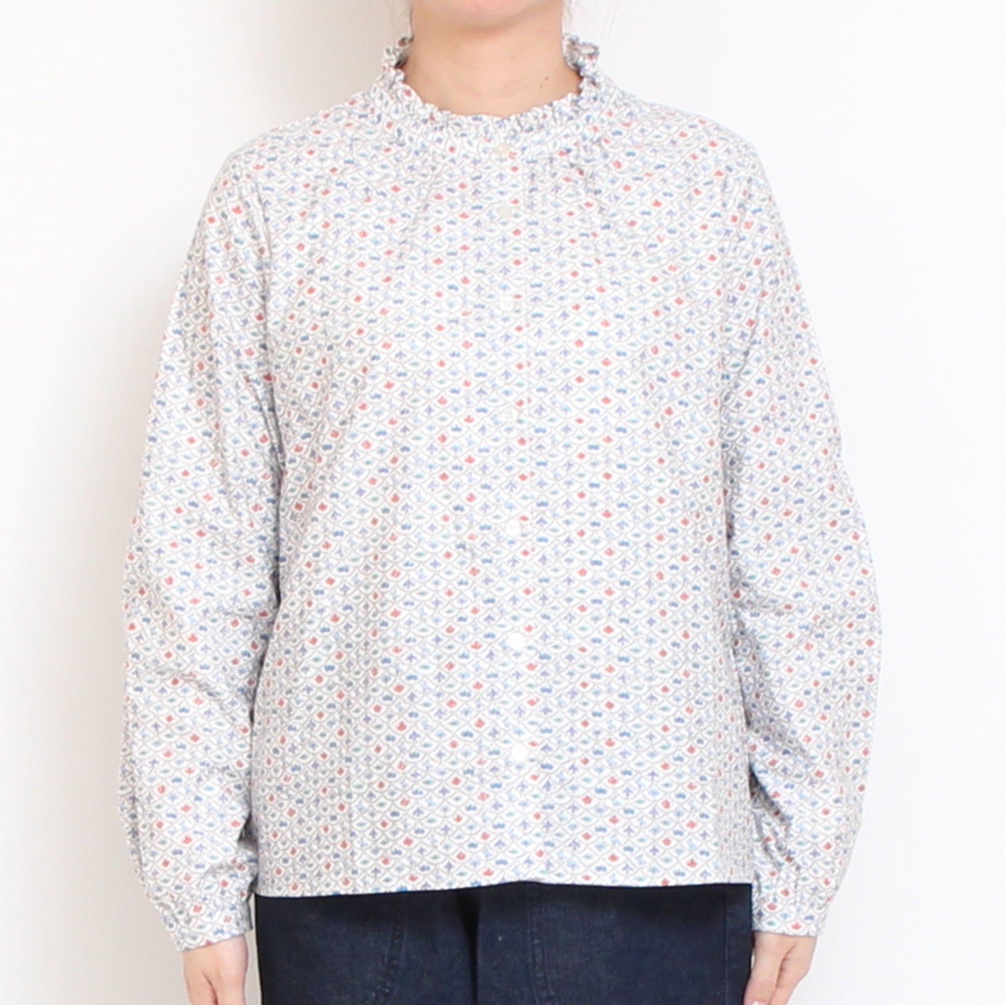 【IVORY・NAVYのみ 残り僅か】Cotton Flannelスタンドフリルシャツ2601