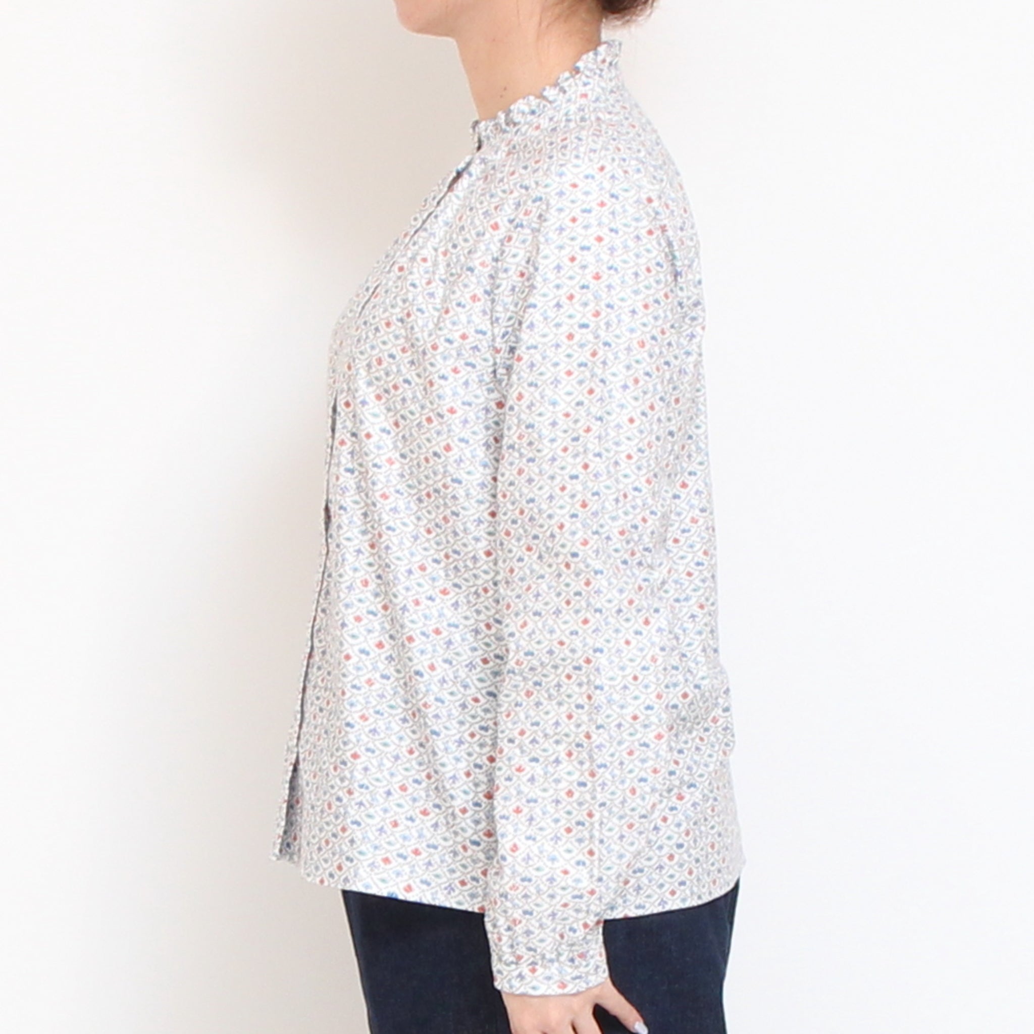 【IVORY・NAVYのみ 残り僅か】Cotton Flannelスタンドフリルシャツ2601