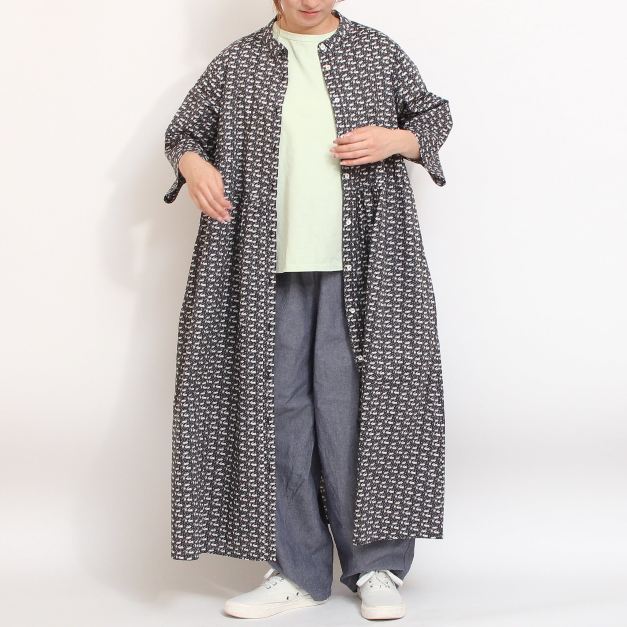 【期間限定20%OFF】【NAVY・GREENラスト１点ずつ・本店限定商品】リバティヨーク切替ギャザーワンピース(2604)
