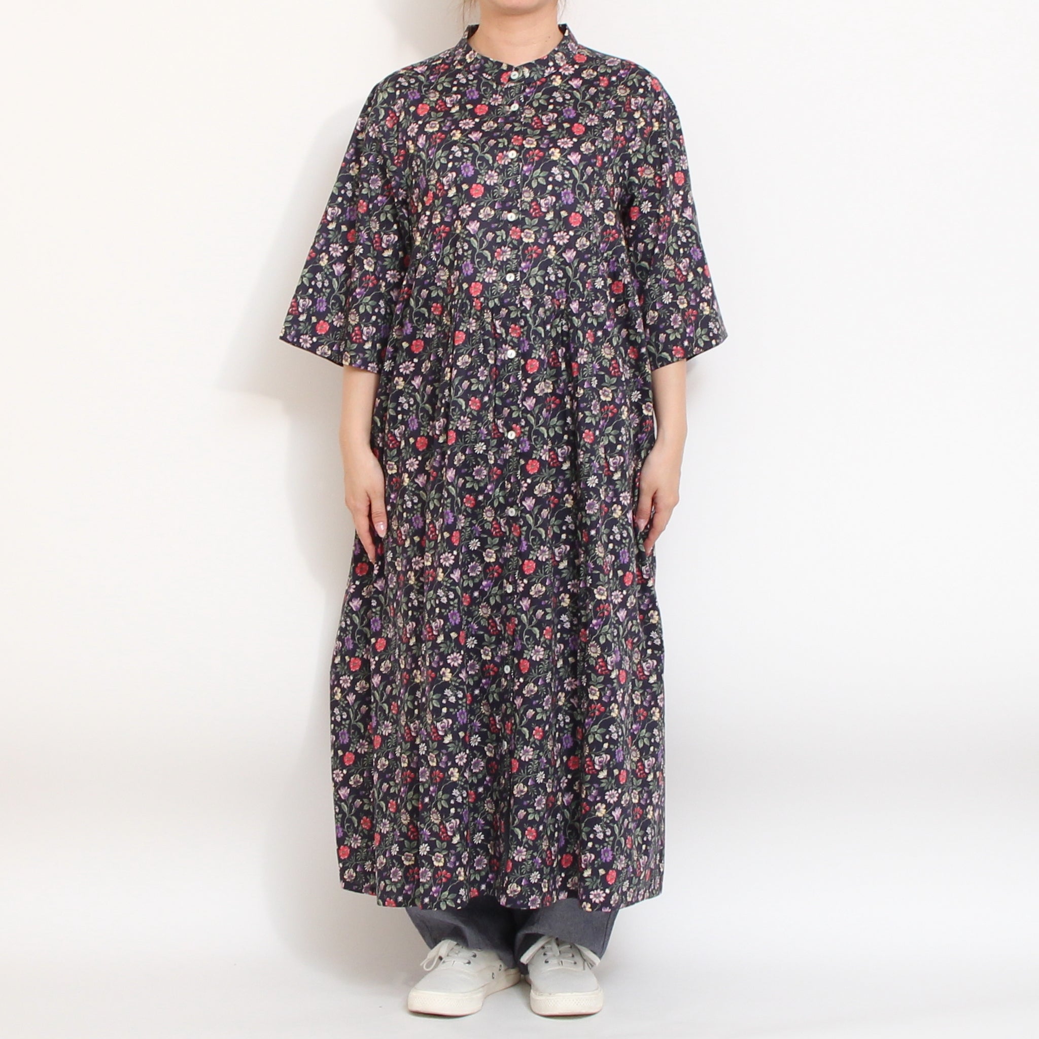 【期間限定20%OFF】【NAVY・GREENラスト１点ずつ・本店限定商品】リバティヨーク切替ギャザーワンピース(2604)