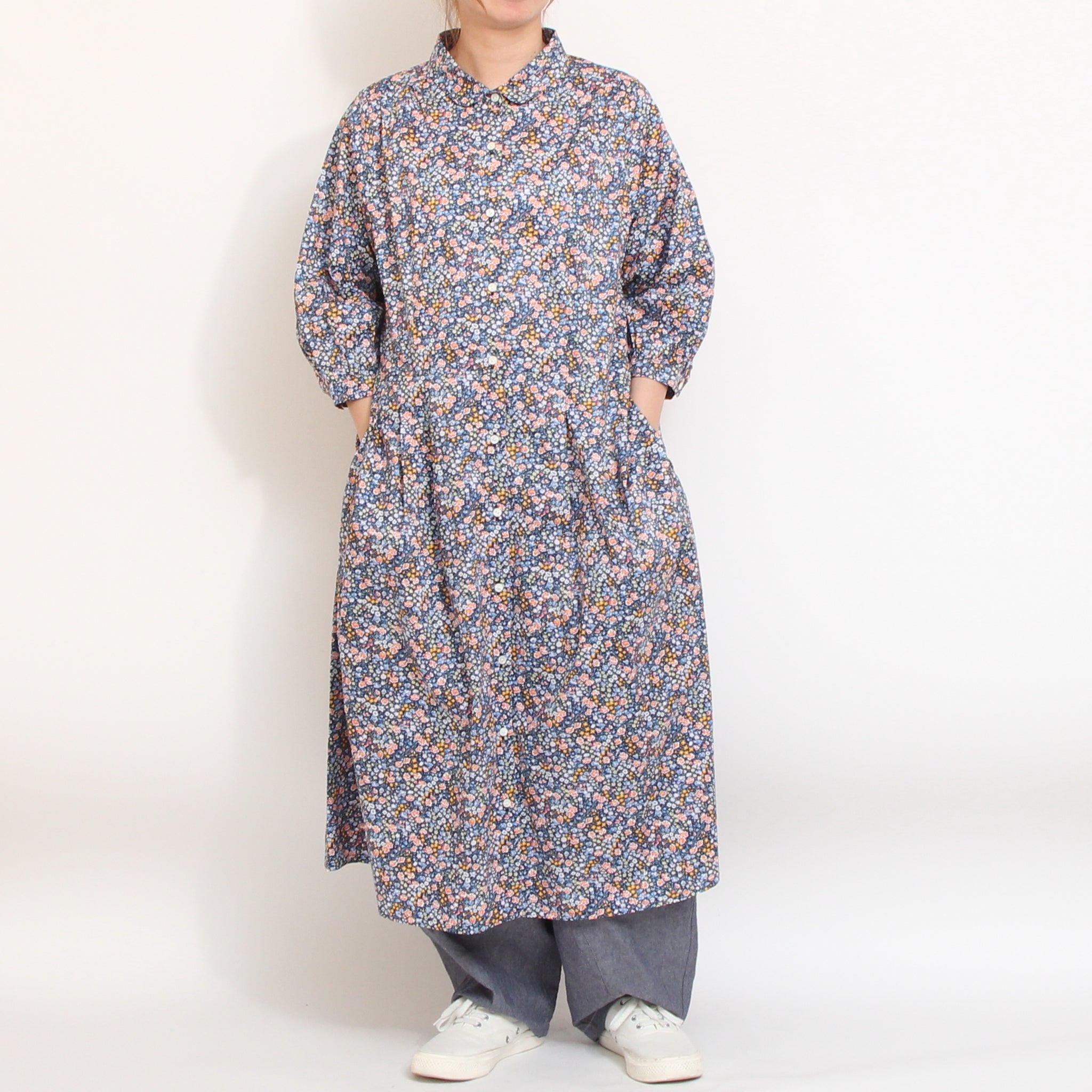 【期間限定20%OFF】【本店限定商品】リバティ7分袖クラシカルワンピース(2604)