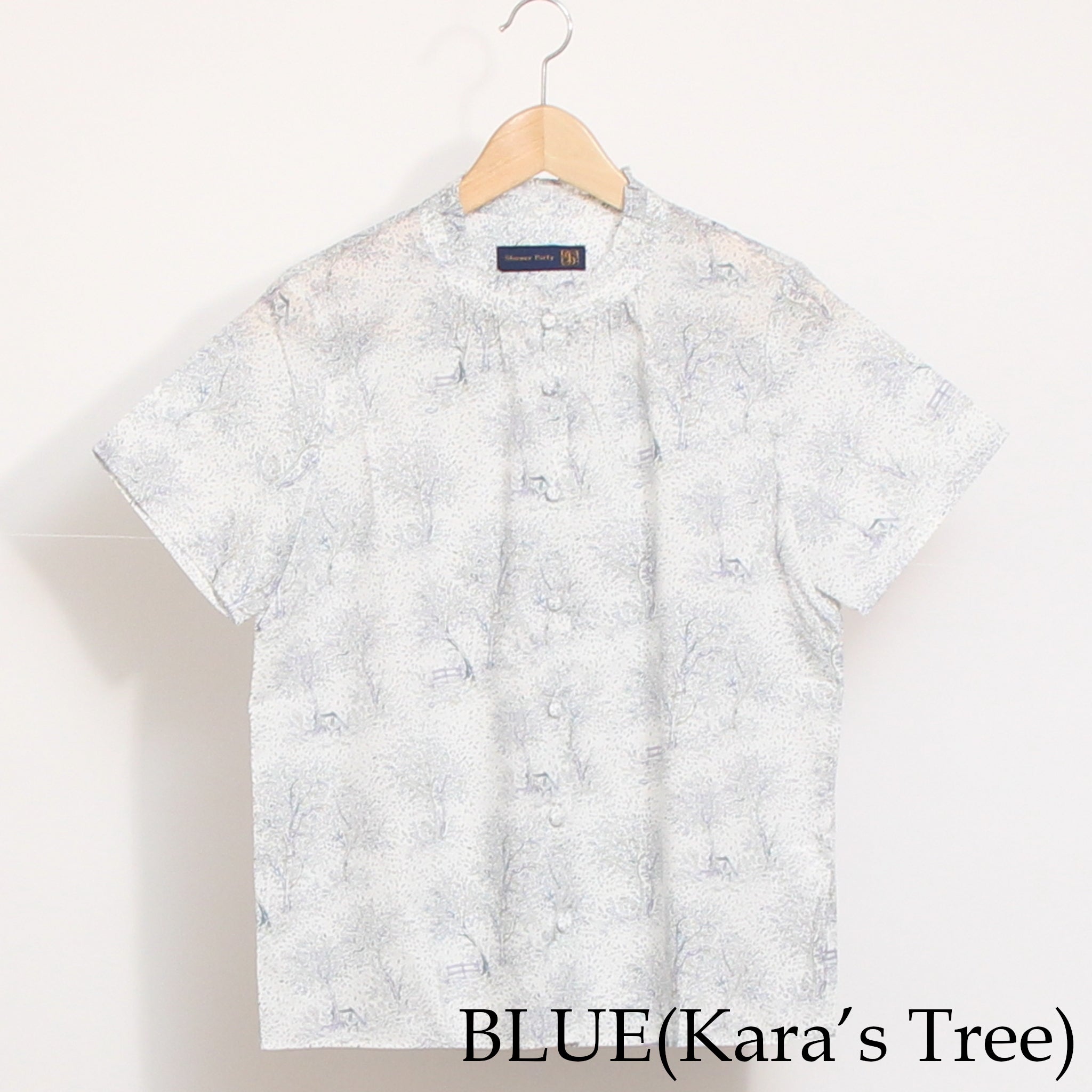 【期間限定15％OFF】【YELLOW・BLACKサイズ１ ラスト１点ずつ】コットンリヨセル半袖スタンドフリルシャツ2604