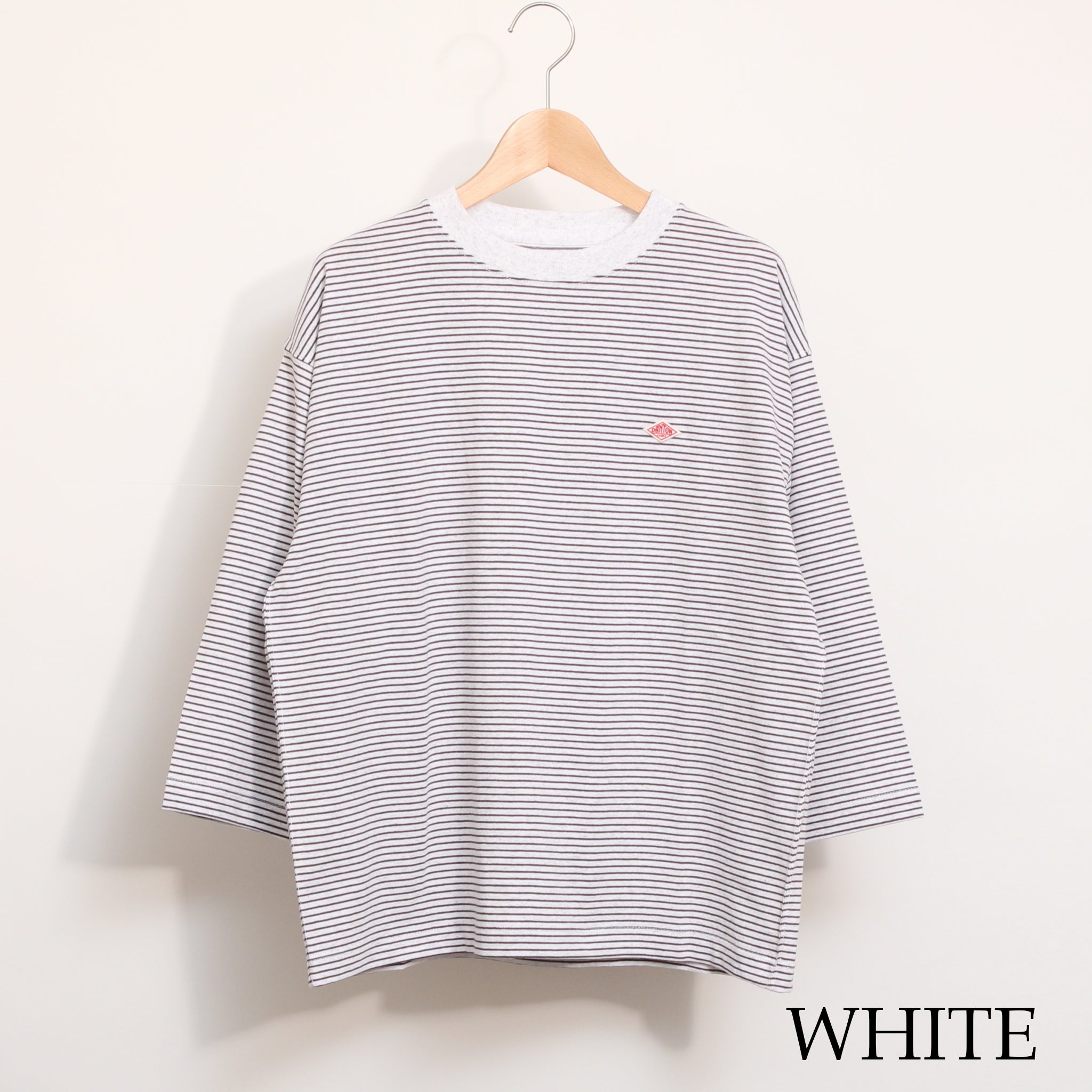 DANTONクルーネック7分袖Tシャツ(STRIPE)