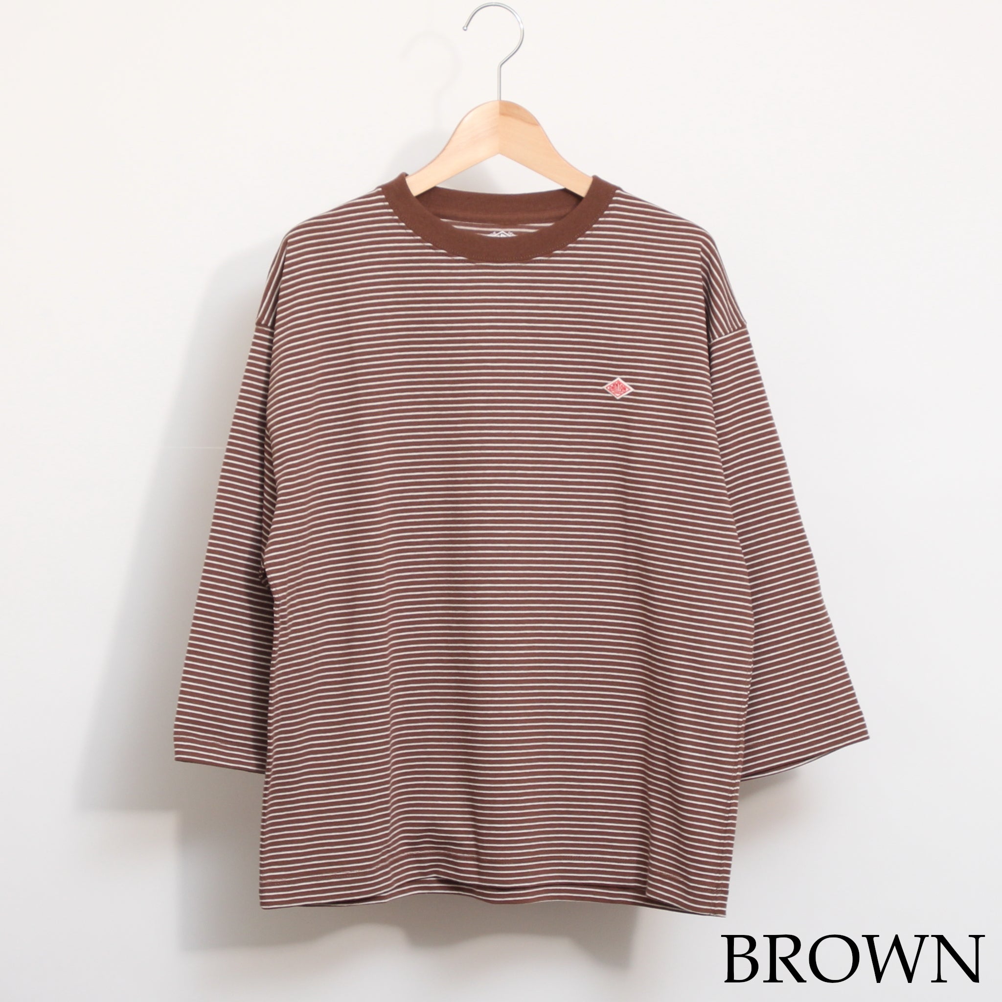 DANTONクルーネック7分袖Tシャツ(STRIPE)