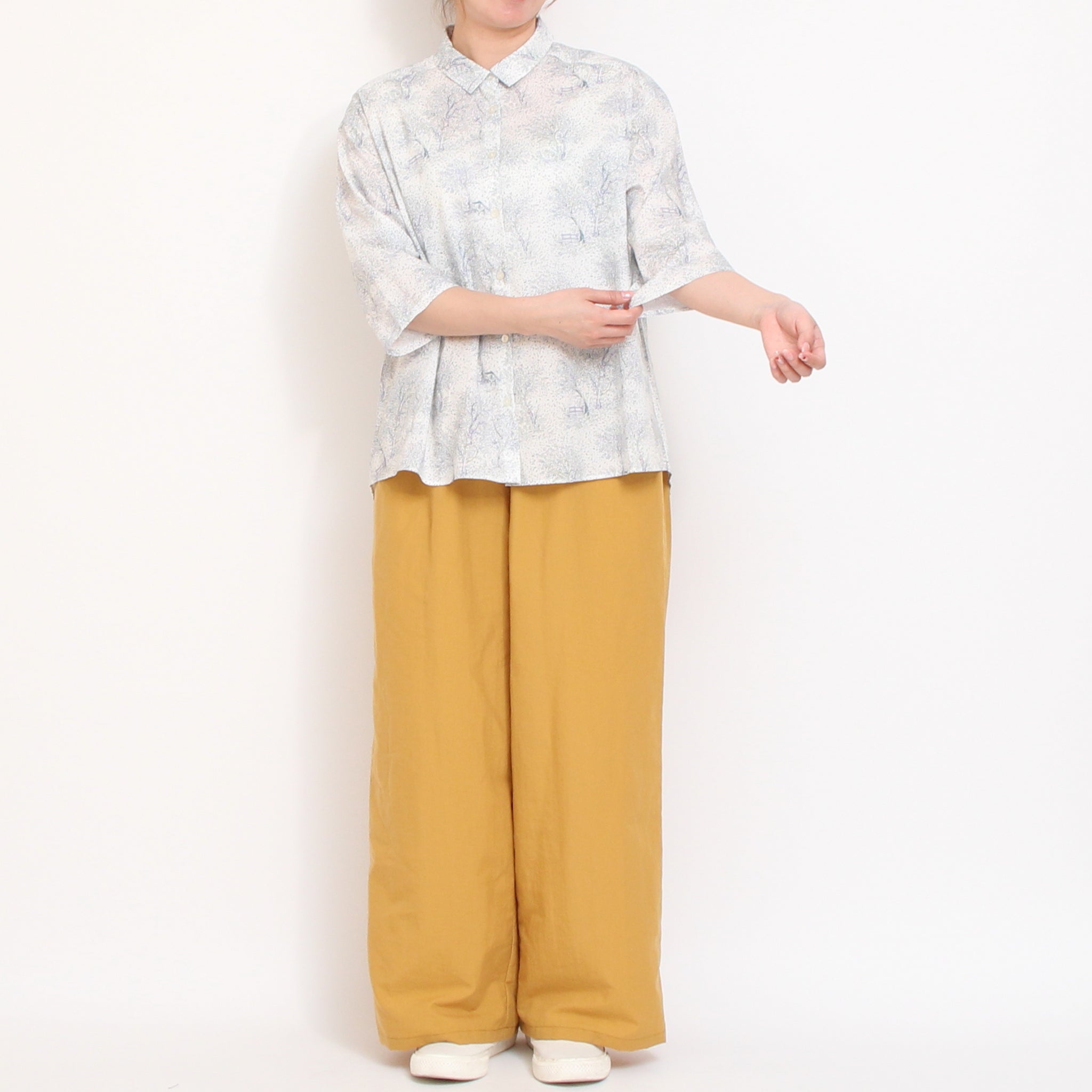 【YELLOW・BLACKラスト1点】コットンリヨセル前後差ワイドシャツ2604
