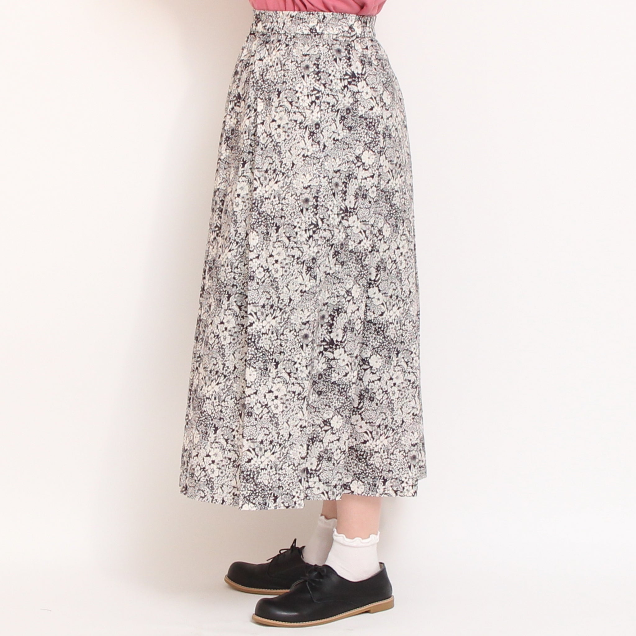 【期間限定20%OFF】【NAVYラスト１点】コットンリヨセルギャザースカート(2604)
