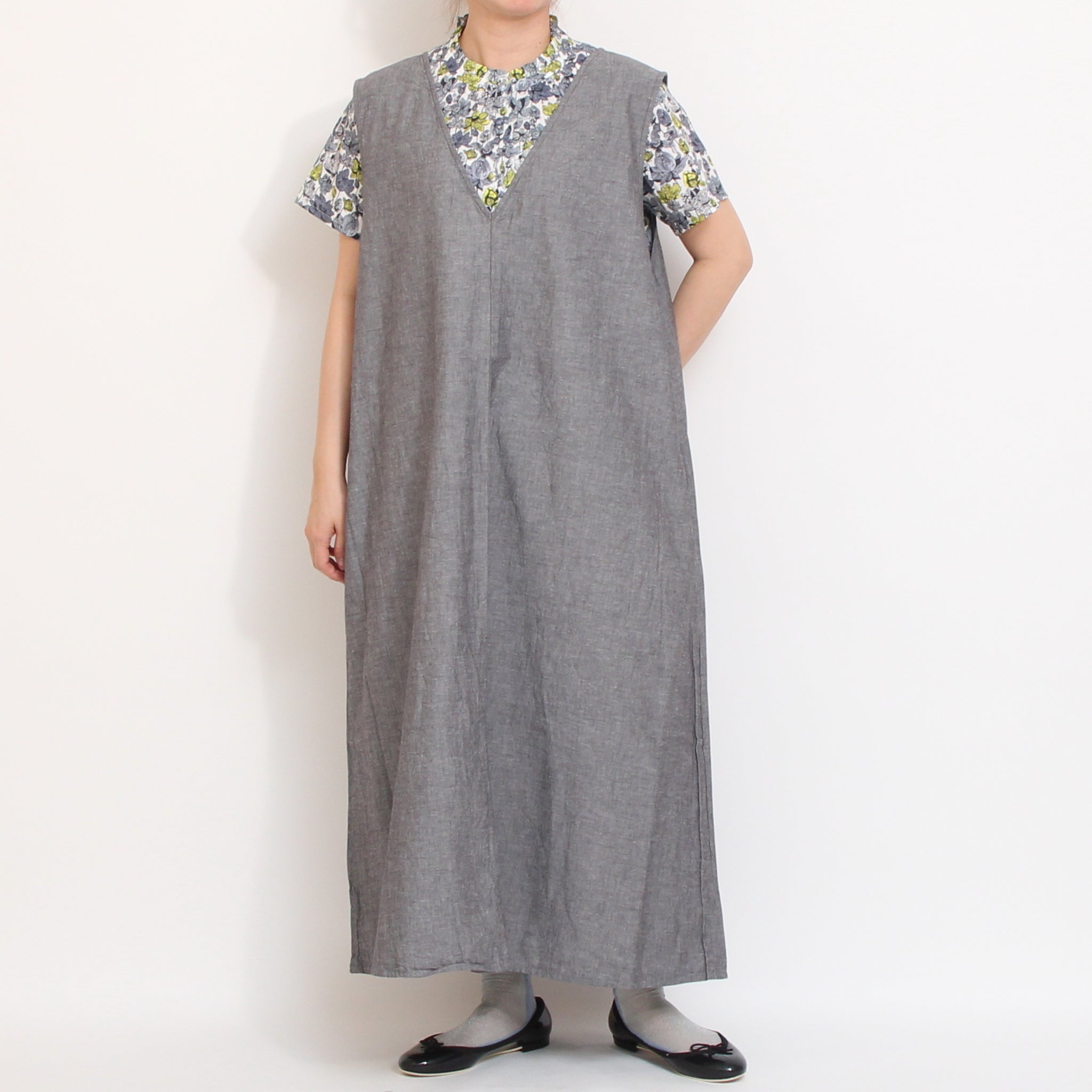 【期間限定15％OFF】【YELLOW・BLACKサイズ１ ラスト１点ずつ】コットンリヨセル半袖スタンドフリルシャツ2604