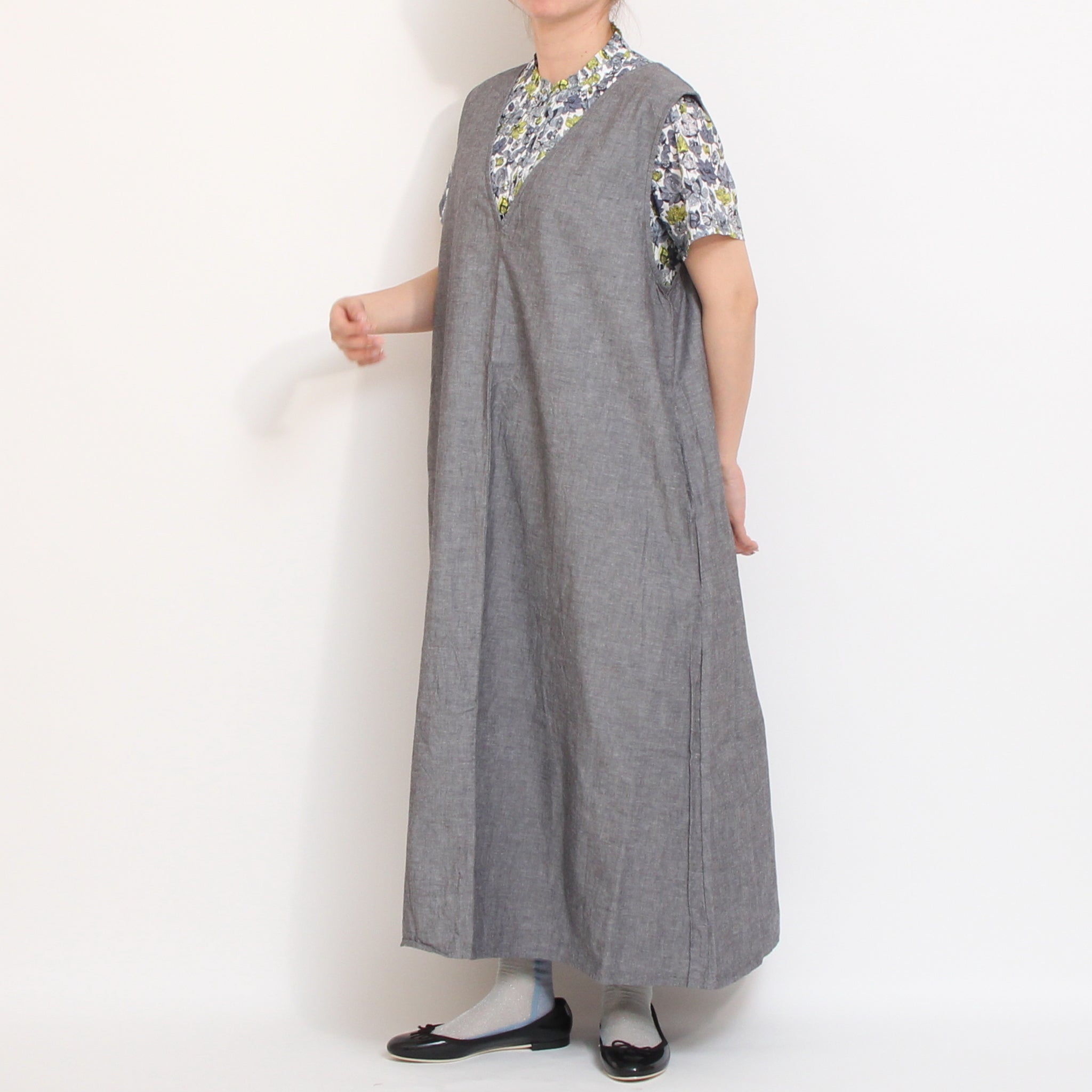 【期間限定15％OFF】【YELLOW・BLACKサイズ１ ラスト１点ずつ】コットンリヨセル半袖スタンドフリルシャツ2604
