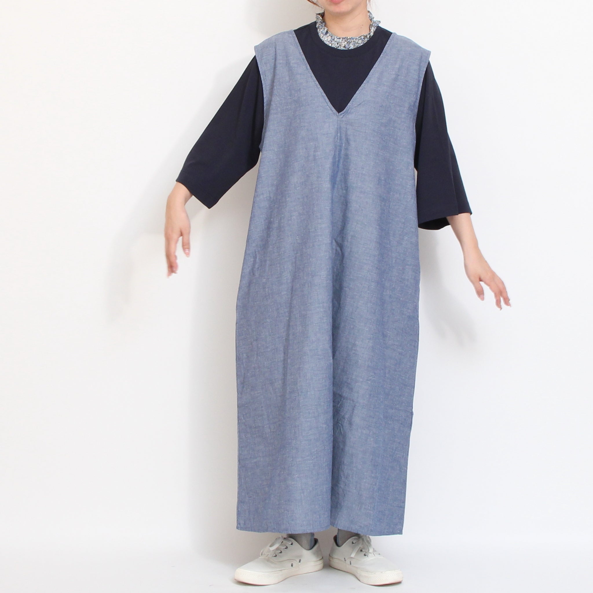 【BROWN残り僅か】sosottoLIBERTY使いフリルネックTシャツ