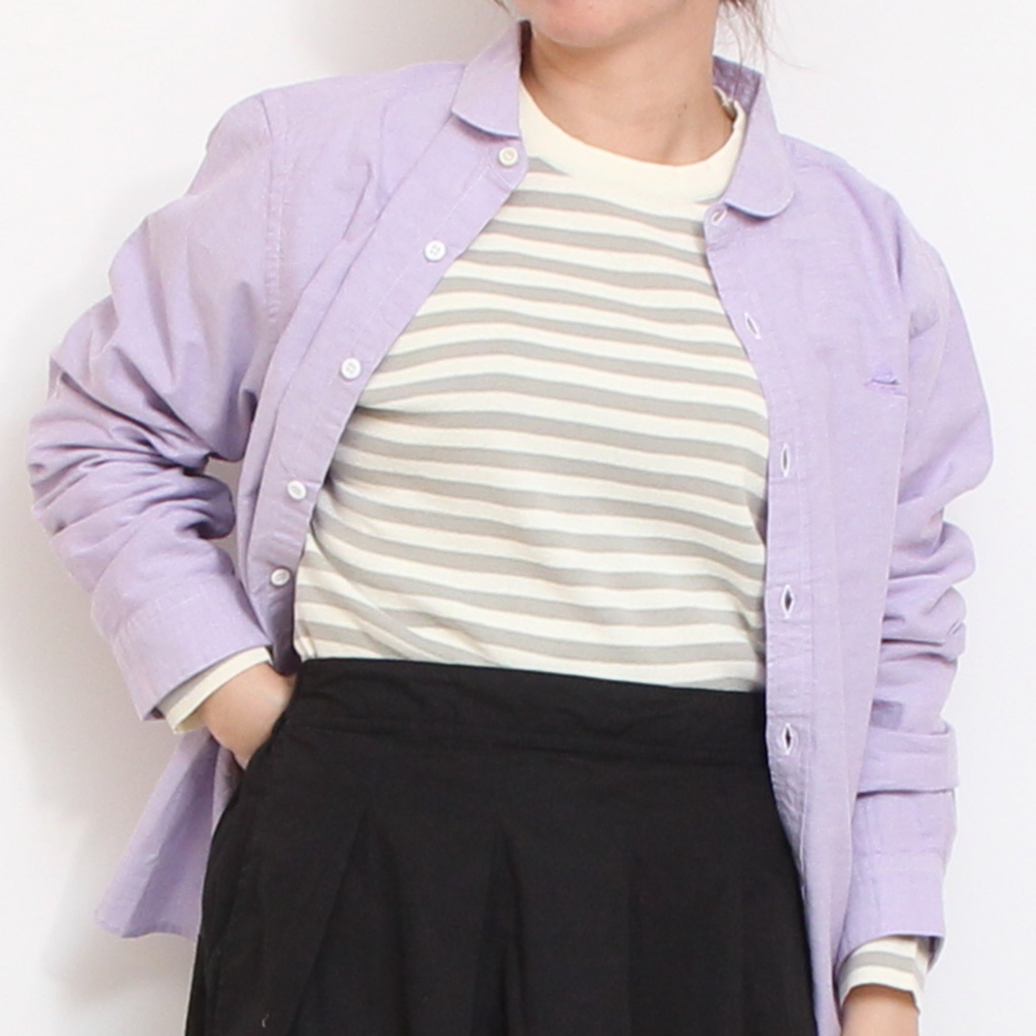 Mao made ボーダーニットTシャツ