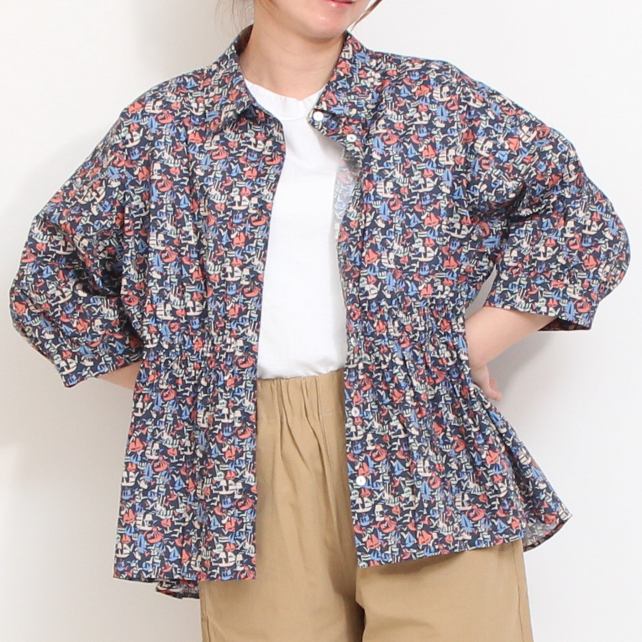 【20%OFF】【NAVY残り僅か】リバティ ウエストシャーリングシャツ(2605)