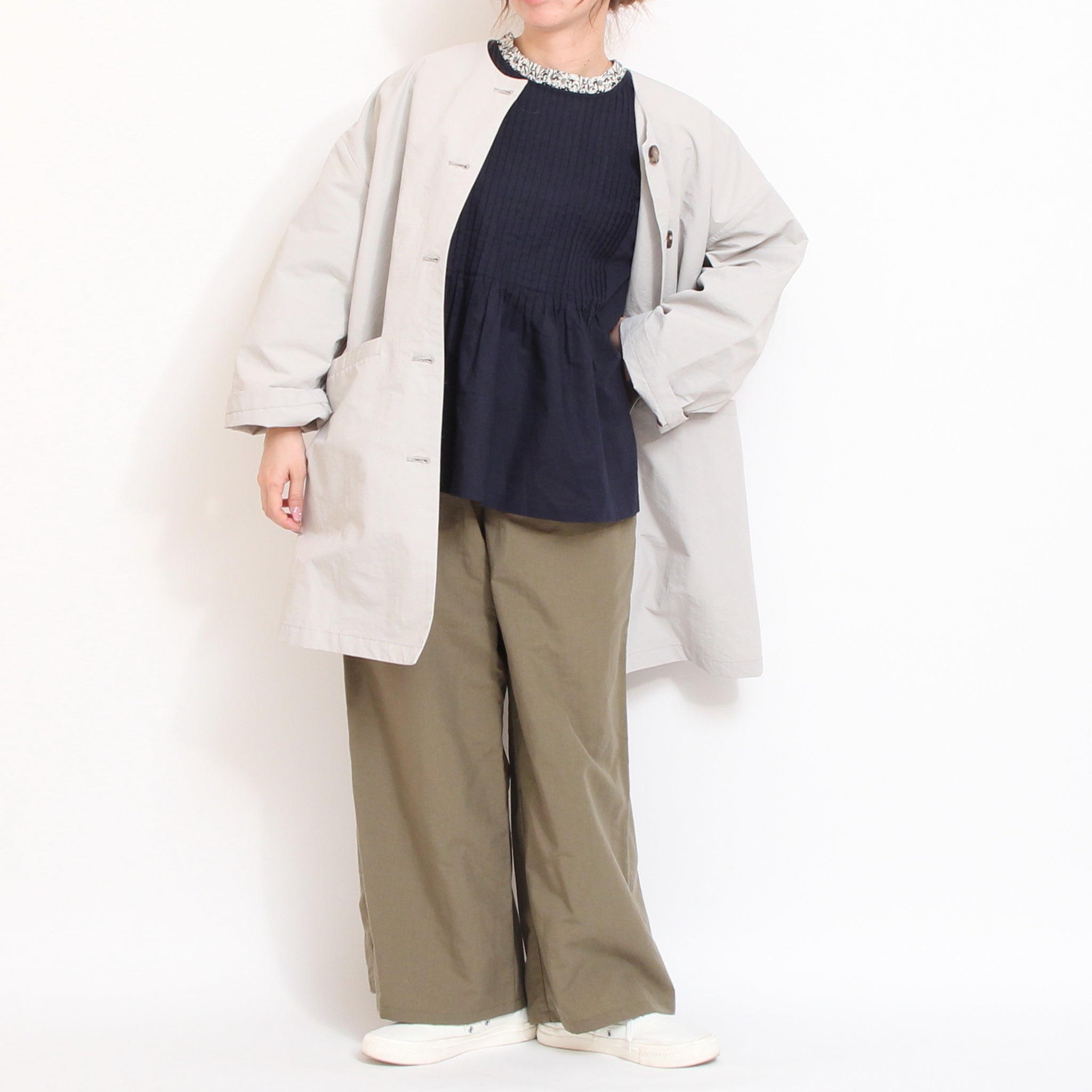【30%OFF】【PURPLEのみ 残り僅か】sosotto LIBERTY使いフリルネックブラウス