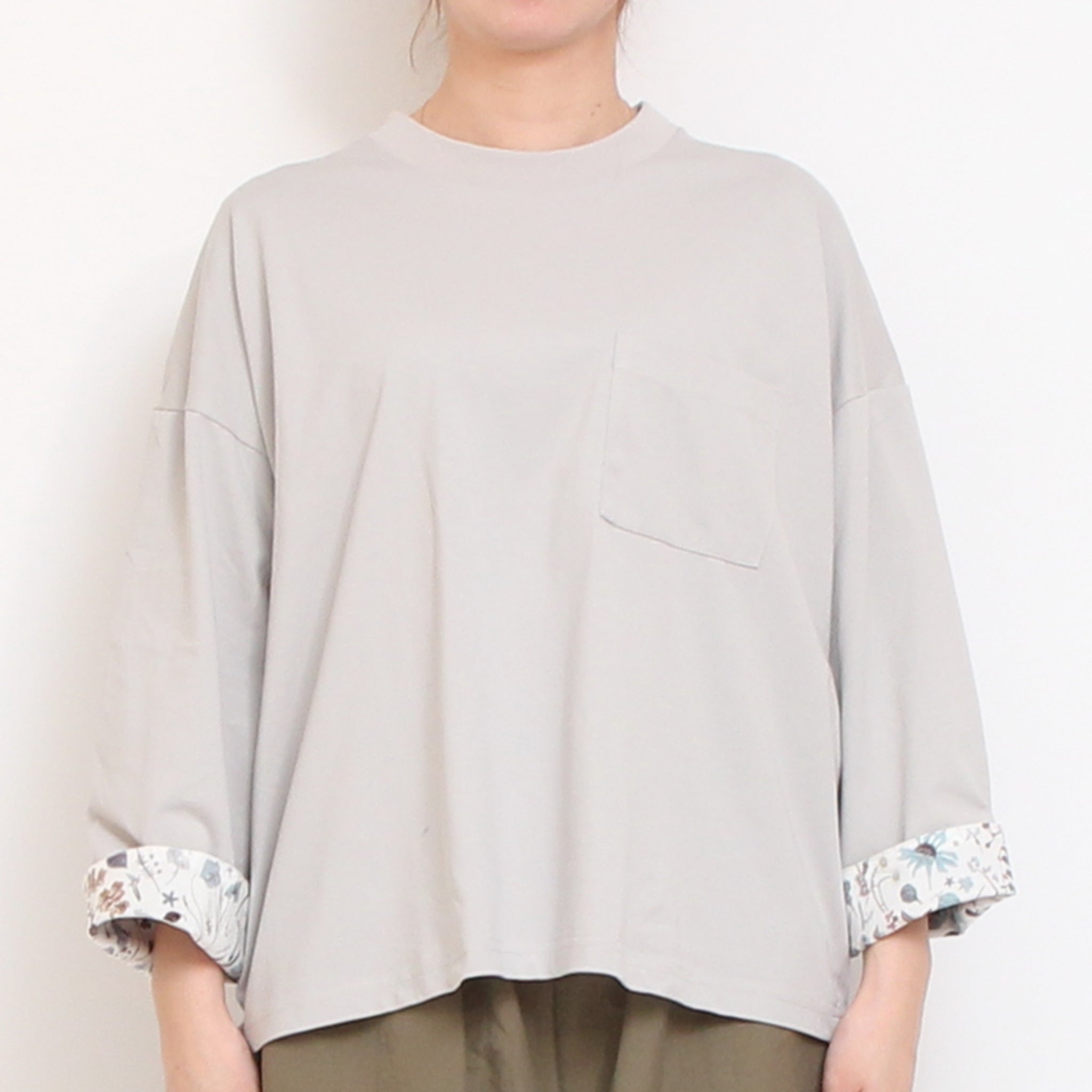 【RED・PURPLEラスト１点ずつ】sosotto袖裏LIBERTY8分袖Tシャツ